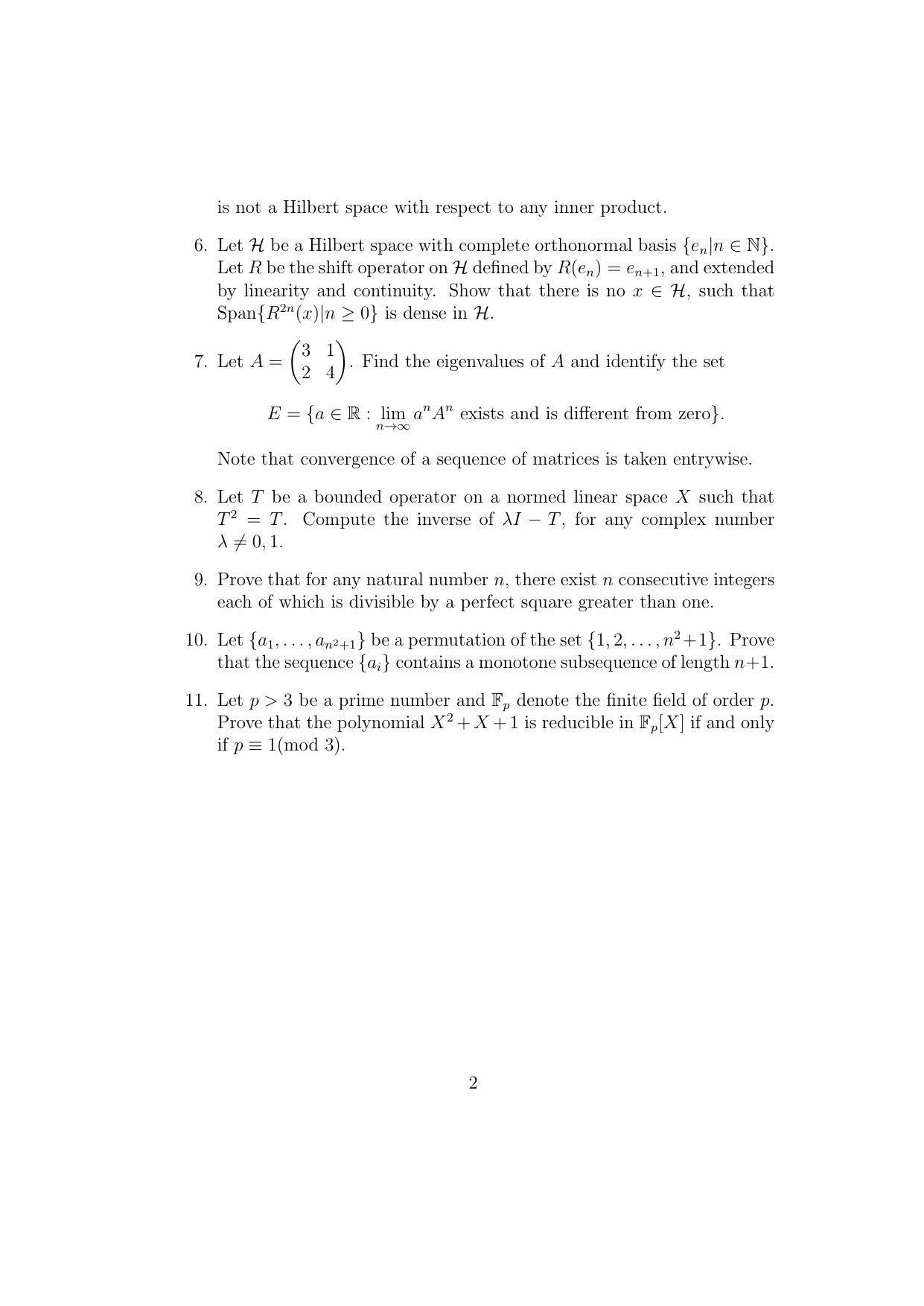 ISI Admission Test JRF in Mathematics MTB 2016 Sample Paper - Page 2