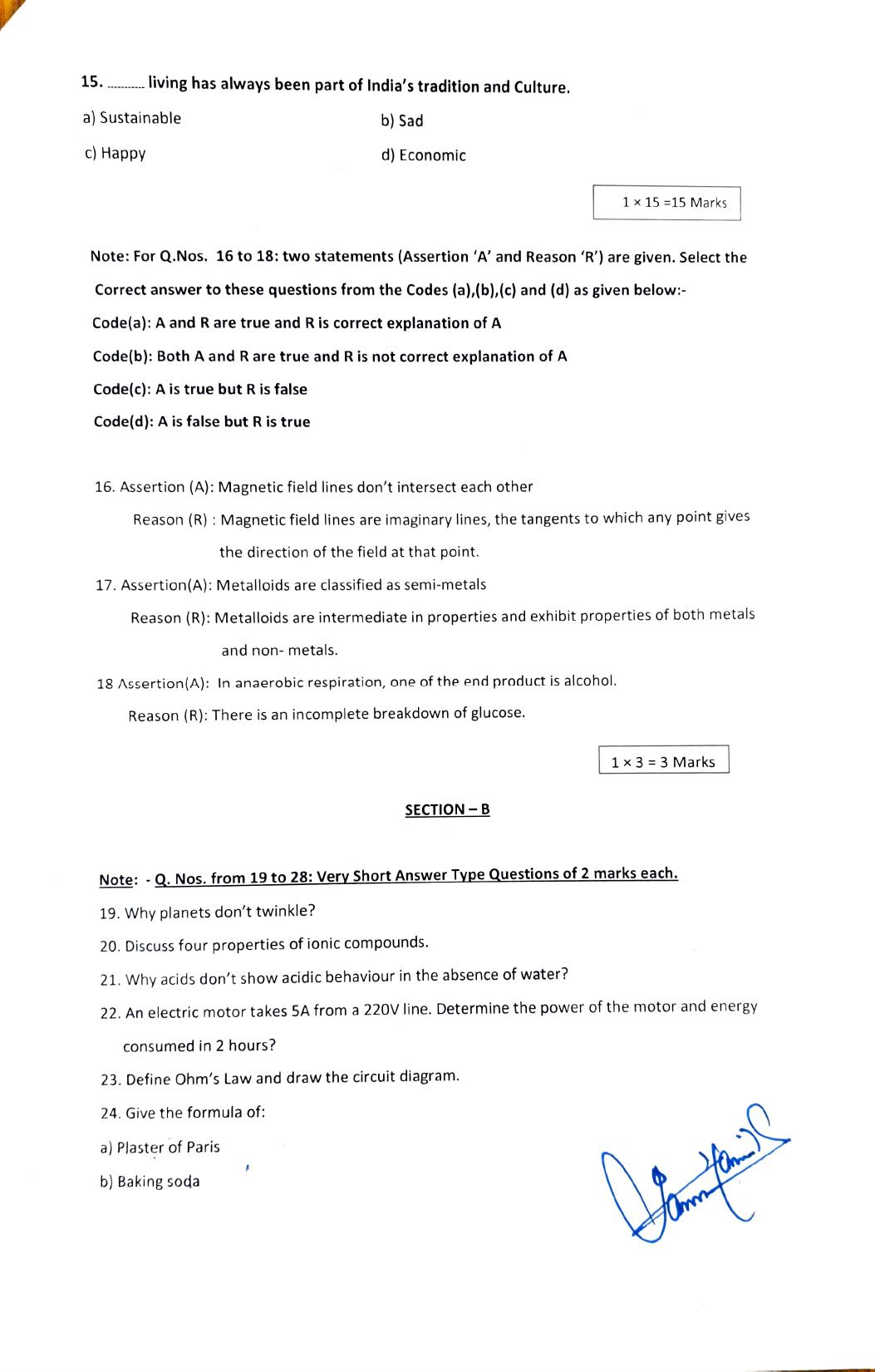 JKBOSE Class 10 Science 2024 Model Question Paper - Page 3