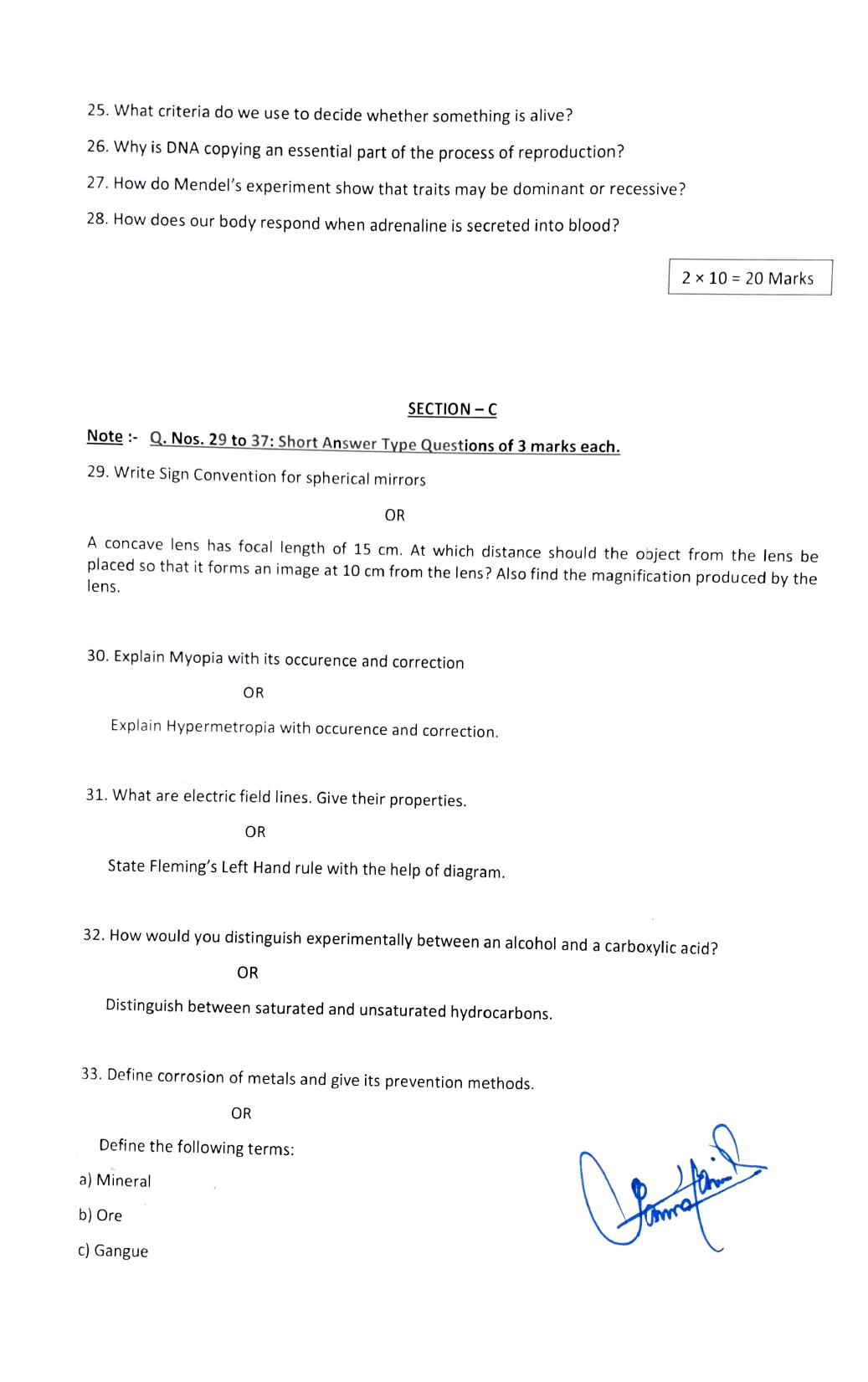 JKBOSE Class 10 Science 2024 Model Question Paper - Page 4