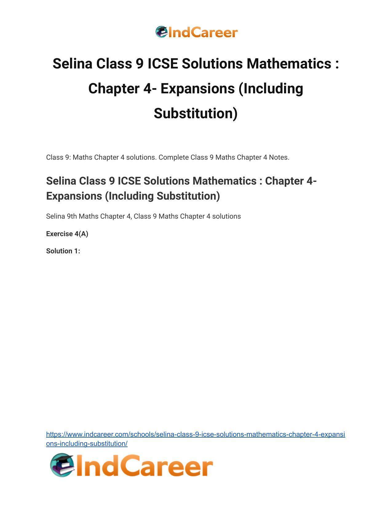 Selina Class 9 ICSE Solutions Mathematics : Chapter 4- Expansions (Including Substitution) - Page 2