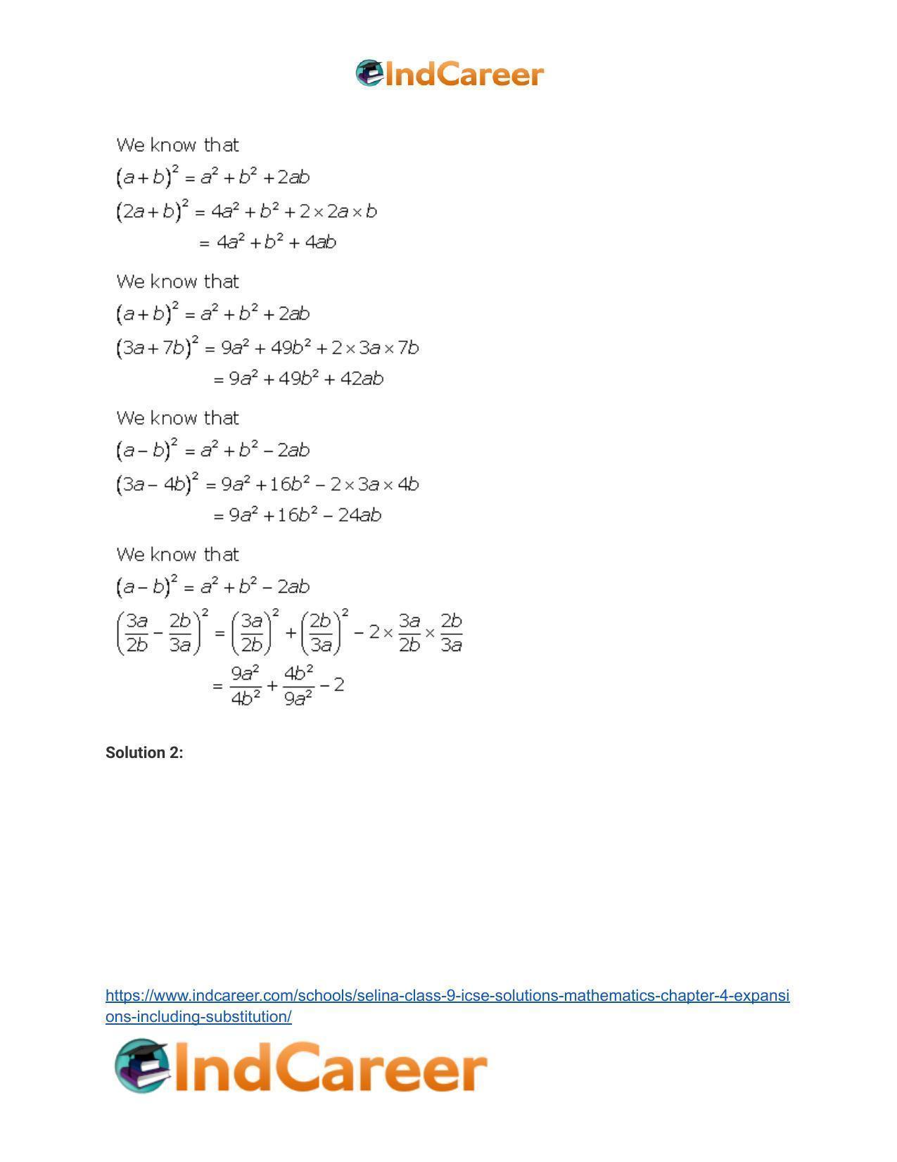 Selina Class 9 ICSE Solutions Mathematics : Chapter 4- Expansions (Including Substitution) - Page 3