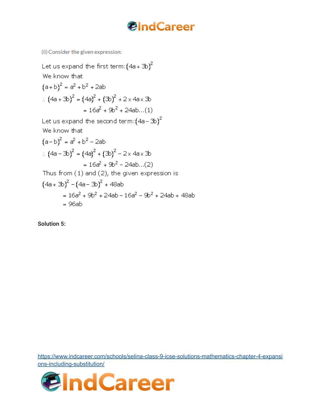 Selina Class 9 ICSE Solutions Mathematics : Chapter 4- Expansions (Including Substitution) - Page 8