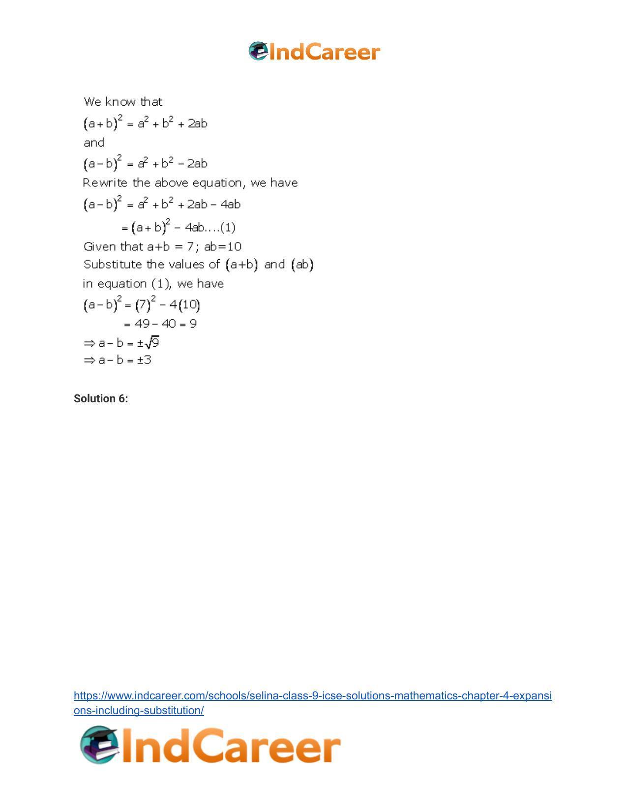 Selina Class 9 ICSE Solutions Mathematics : Chapter 4- Expansions (Including Substitution) - Page 9