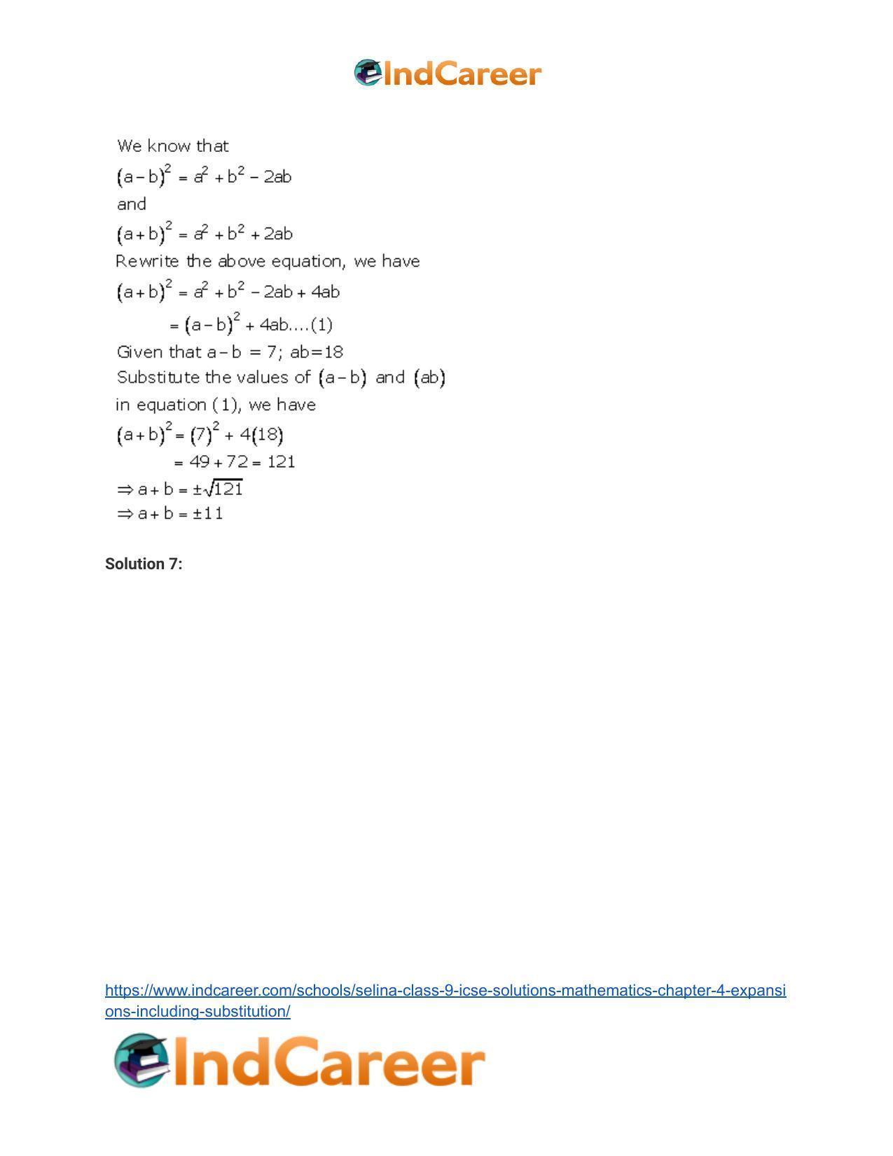 Selina Class 9 ICSE Solutions Mathematics : Chapter 4- Expansions (Including Substitution) - Page 10
