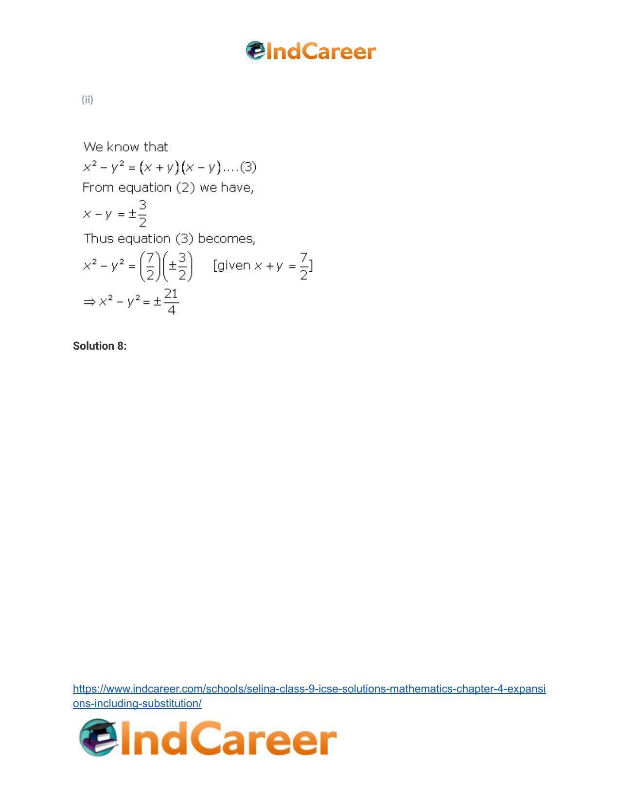 Selina Class 9 ICSE Solutions Mathematics : Chapter 4- Expansions (Including Substitution) - Page 12
