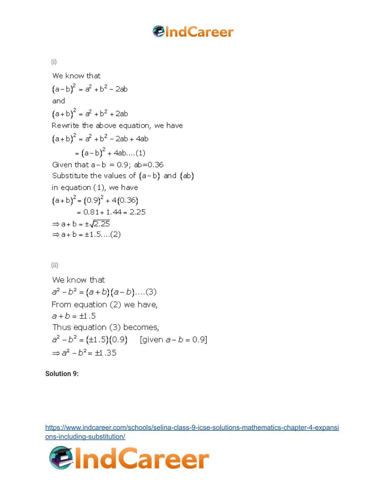 Selina Class 9 ICSE Solutions Mathematics : Chapter 4- Expansions (Including Substitution) - Page 13