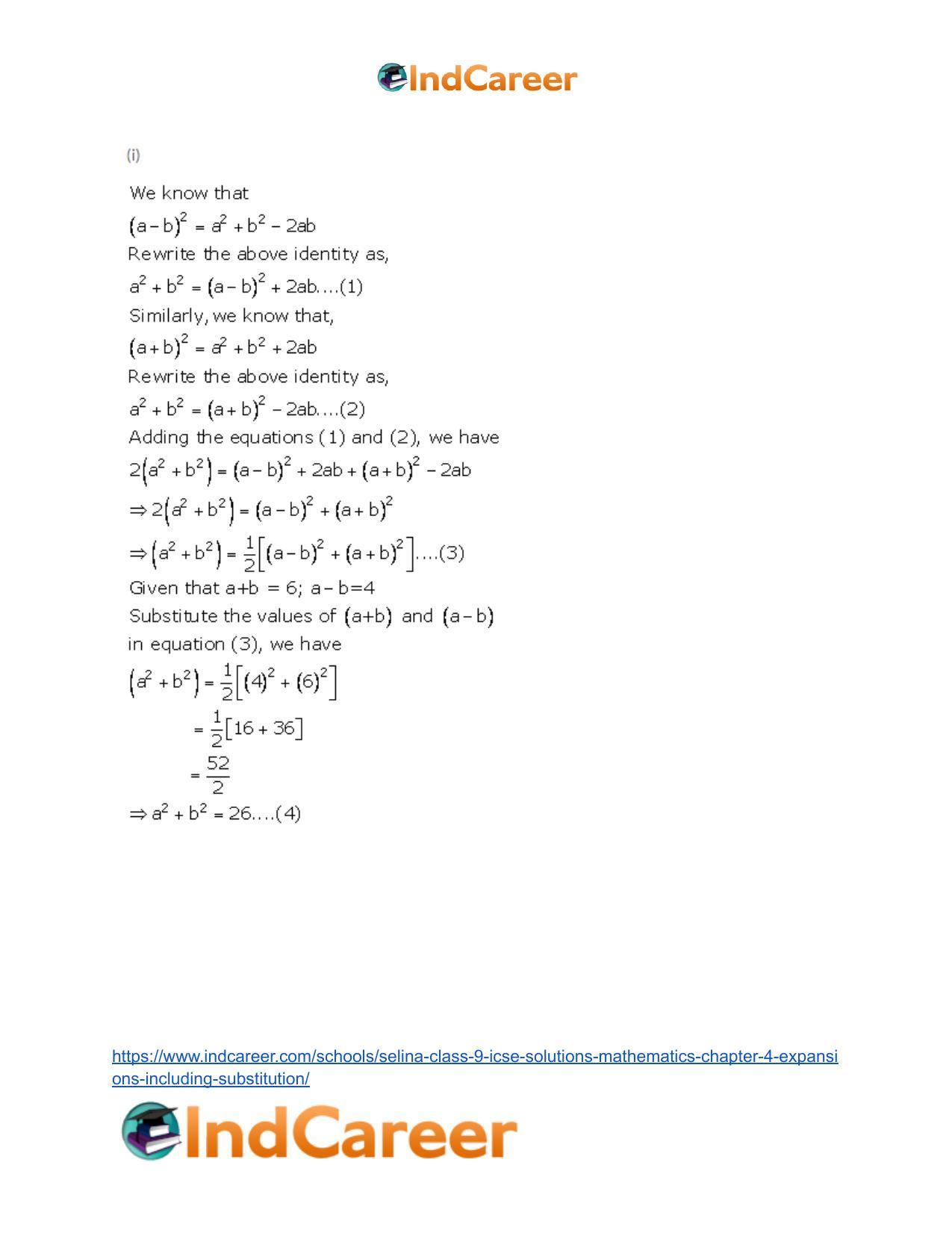Selina Class 9 ICSE Solutions Mathematics : Chapter 4- Expansions (Including Substitution) - Page 14