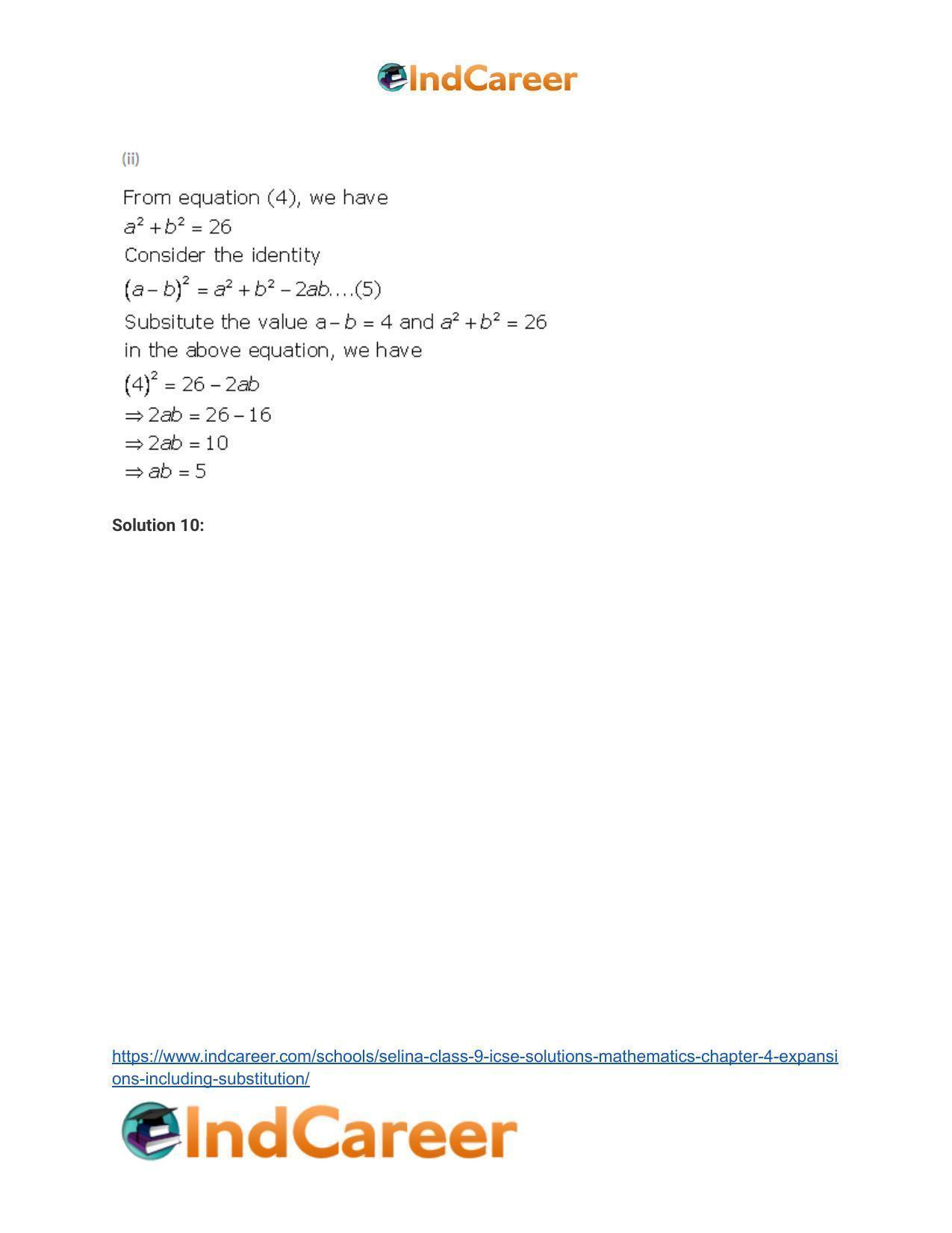 Selina Class 9 ICSE Solutions Mathematics : Chapter 4- Expansions (Including Substitution) - Page 15