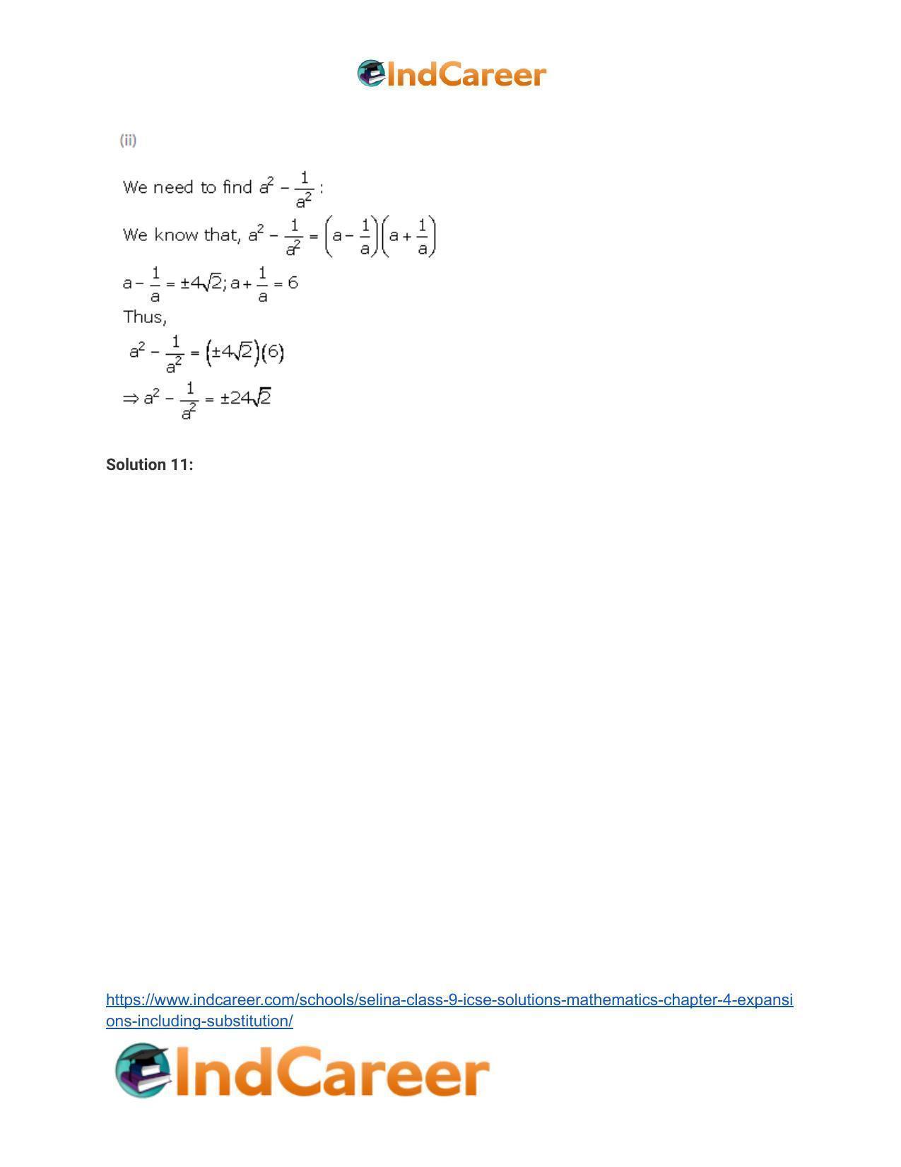 Selina Class 9 ICSE Solutions Mathematics : Chapter 4- Expansions (Including Substitution) - Page 17