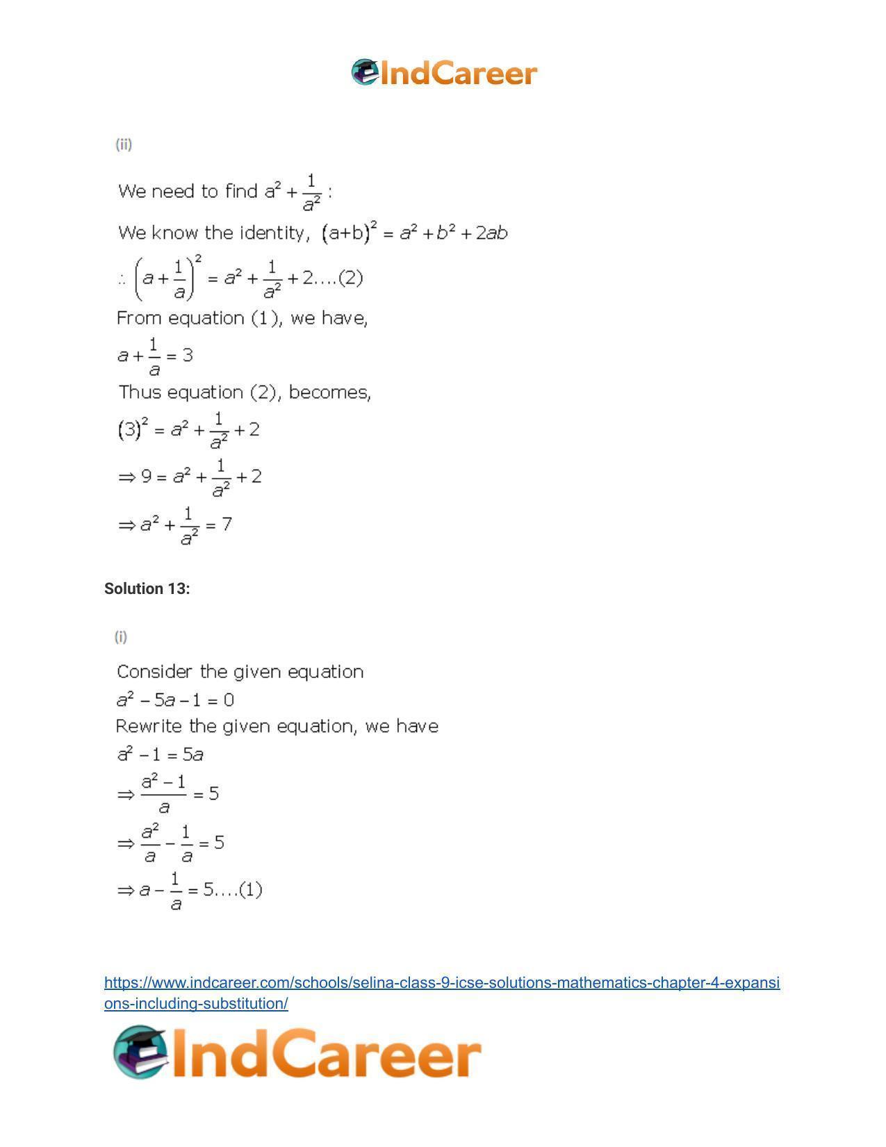 Selina Class 9 ICSE Solutions Mathematics : Chapter 4- Expansions (Including Substitution) - Page 20