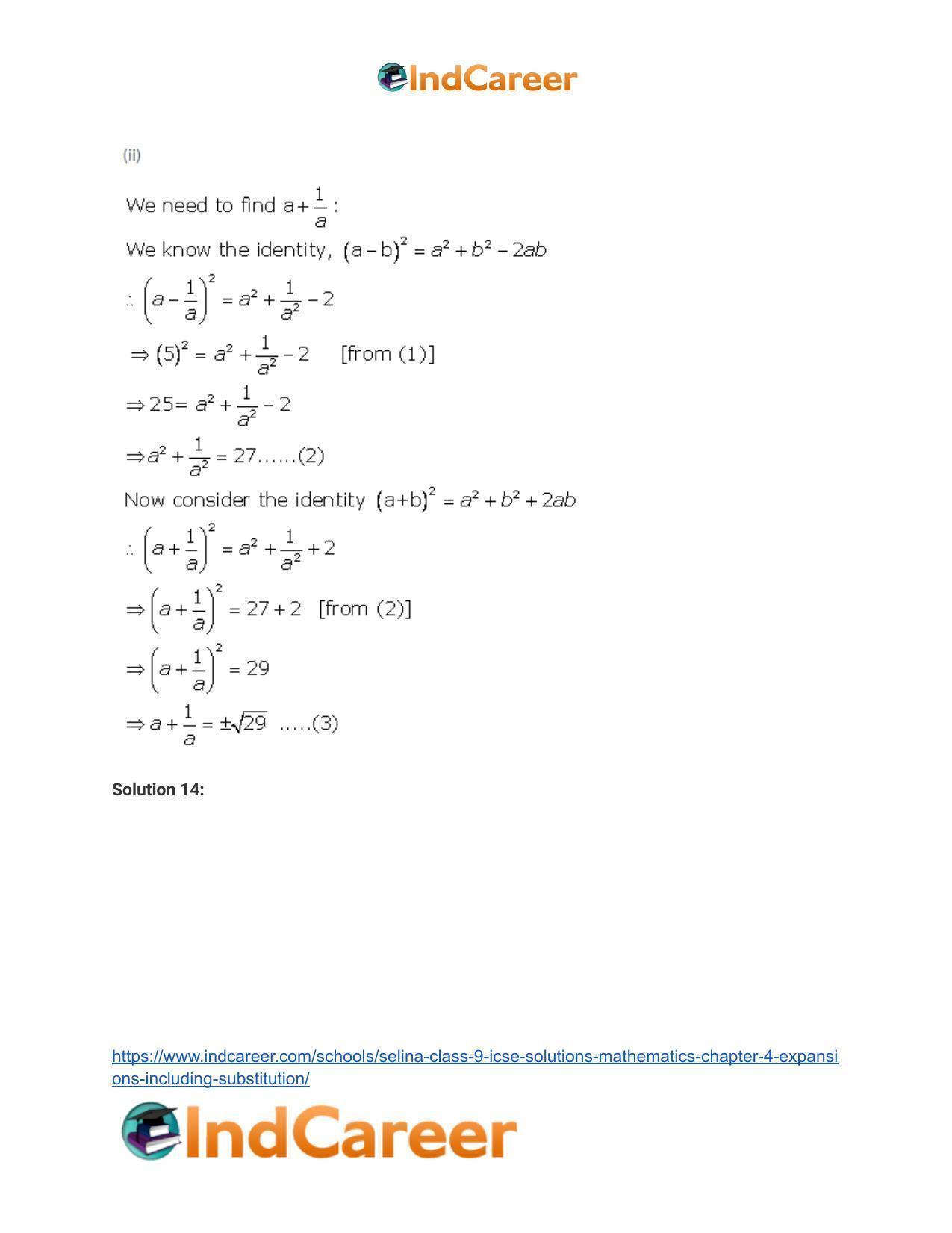 Selina Class 9 ICSE Solutions Mathematics : Chapter 4- Expansions (Including Substitution) - Page 21