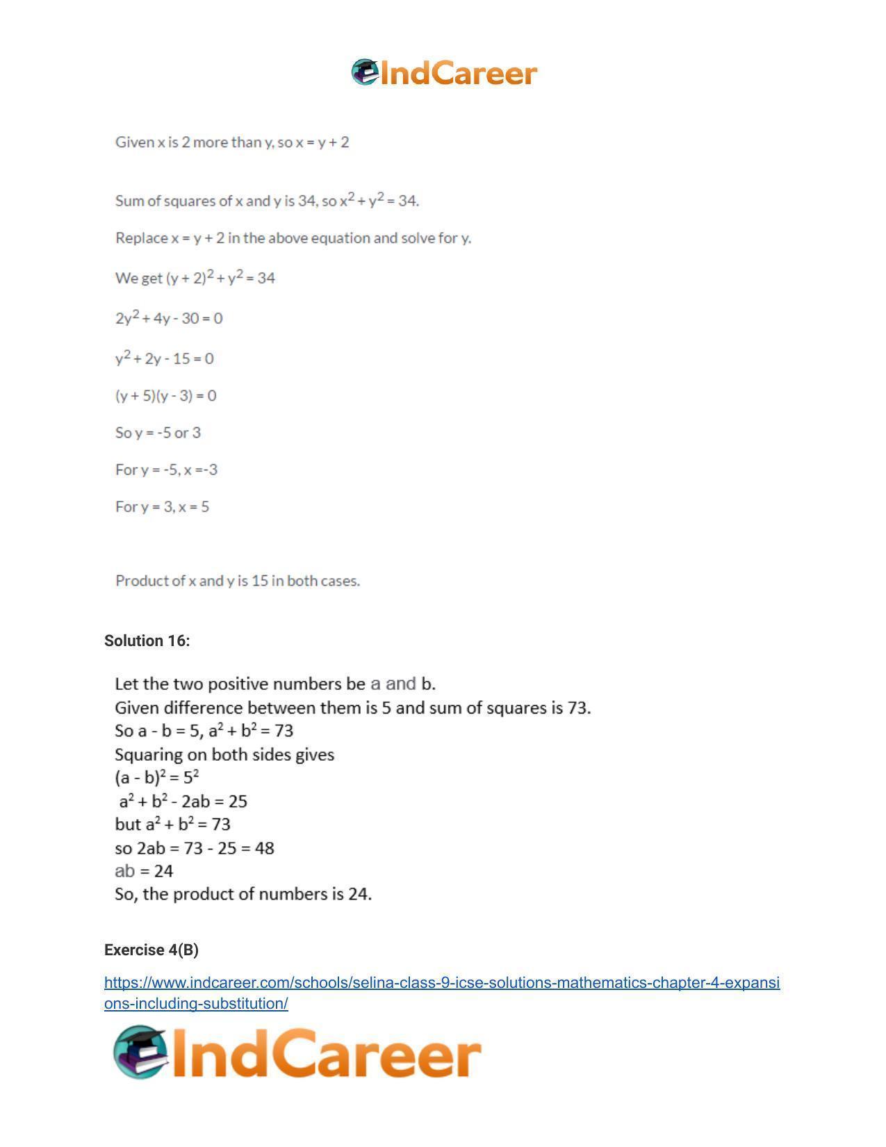 Selina Class 9 ICSE Solutions Mathematics : Chapter 4- Expansions (Including Substitution) - Page 23