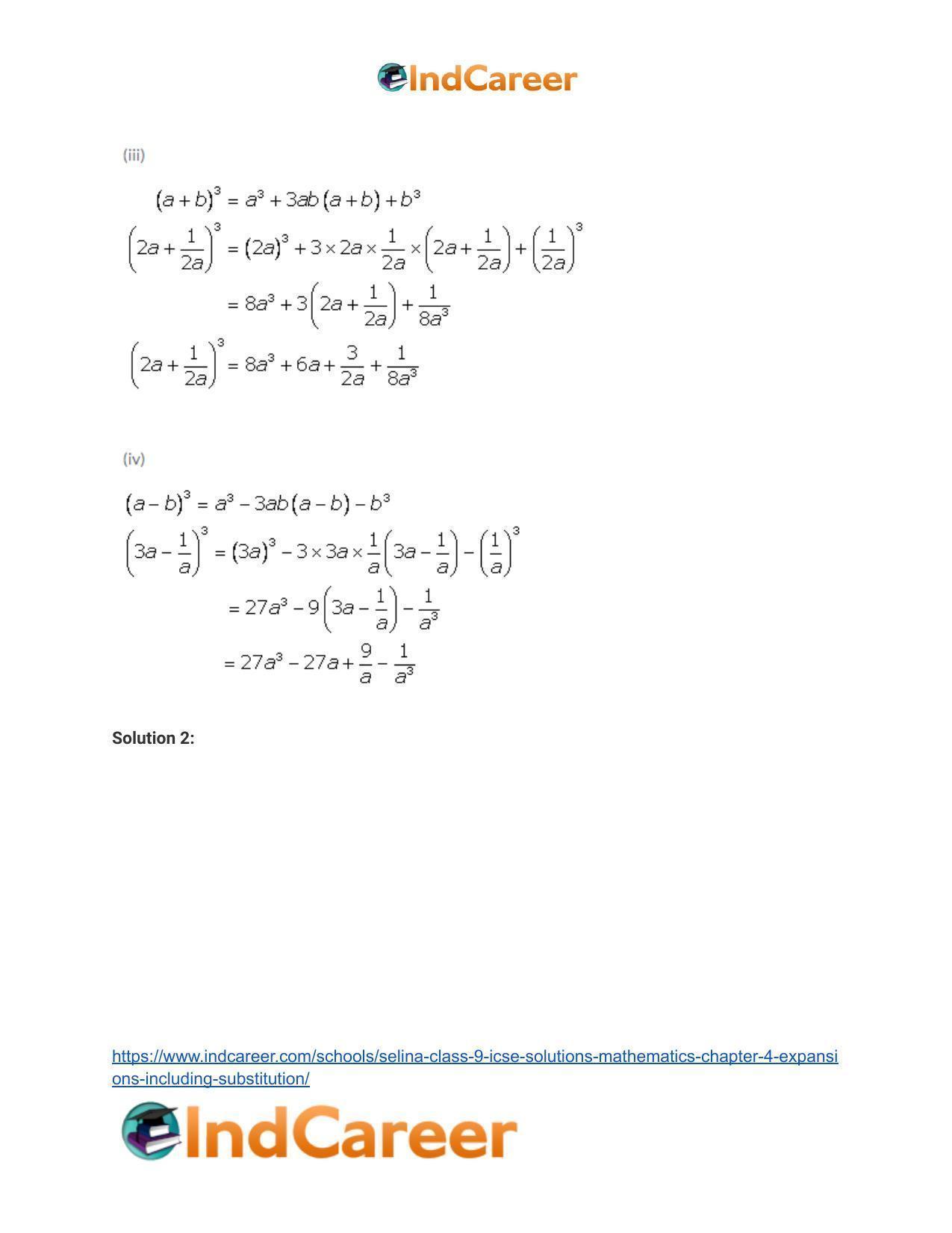 Selina Class 9 ICSE Solutions Mathematics : Chapter 4- Expansions (Including Substitution) - Page 25