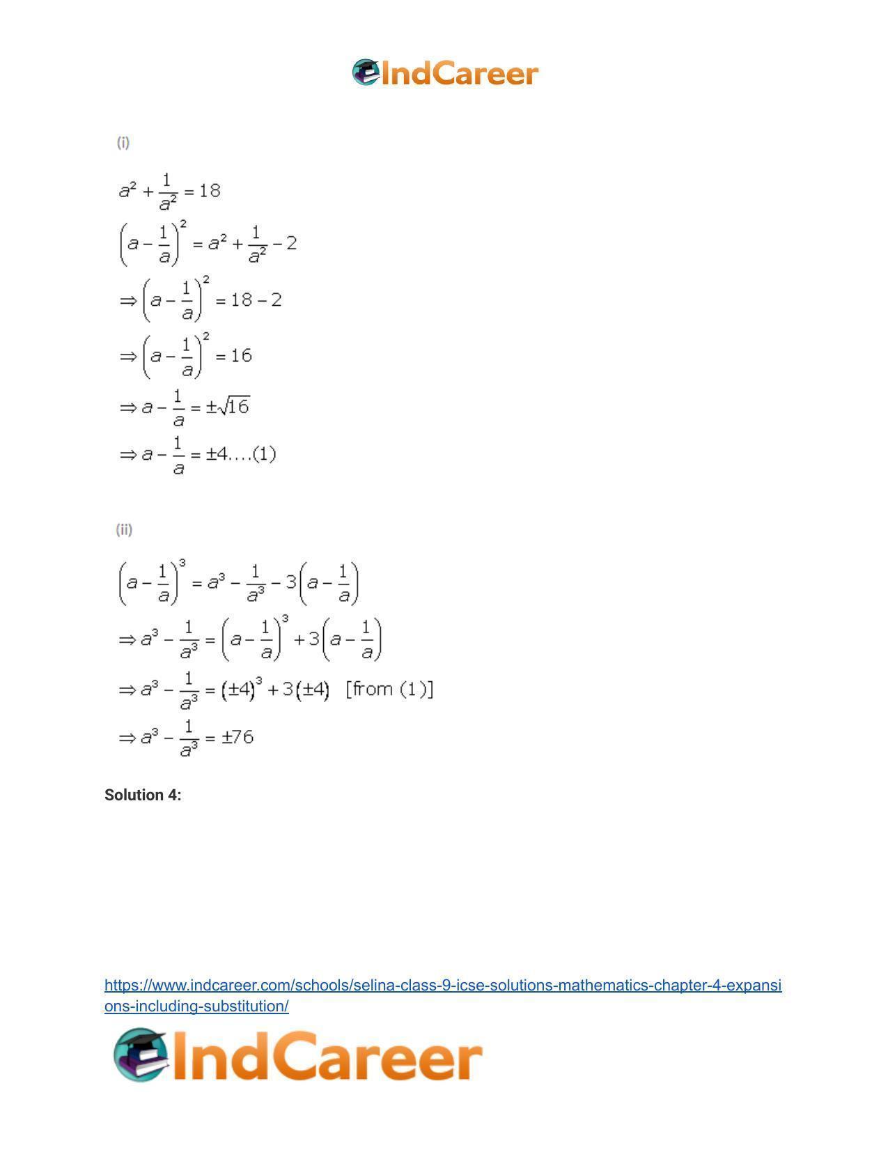 Selina Class 9 ICSE Solutions Mathematics : Chapter 4- Expansions (Including Substitution) - Page 27