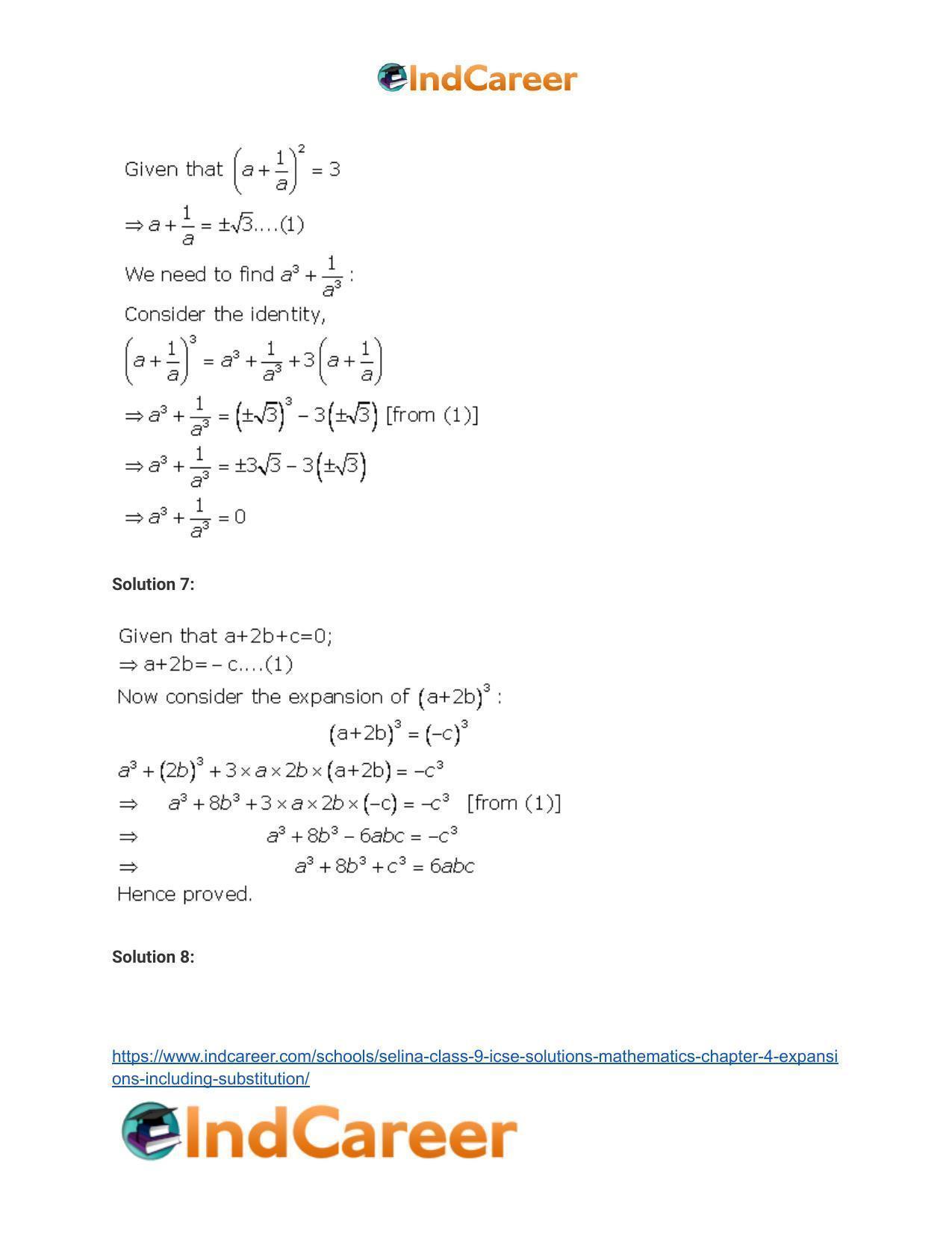 Selina Class 9 ICSE Solutions Mathematics : Chapter 4- Expansions (Including Substitution) - Page 29