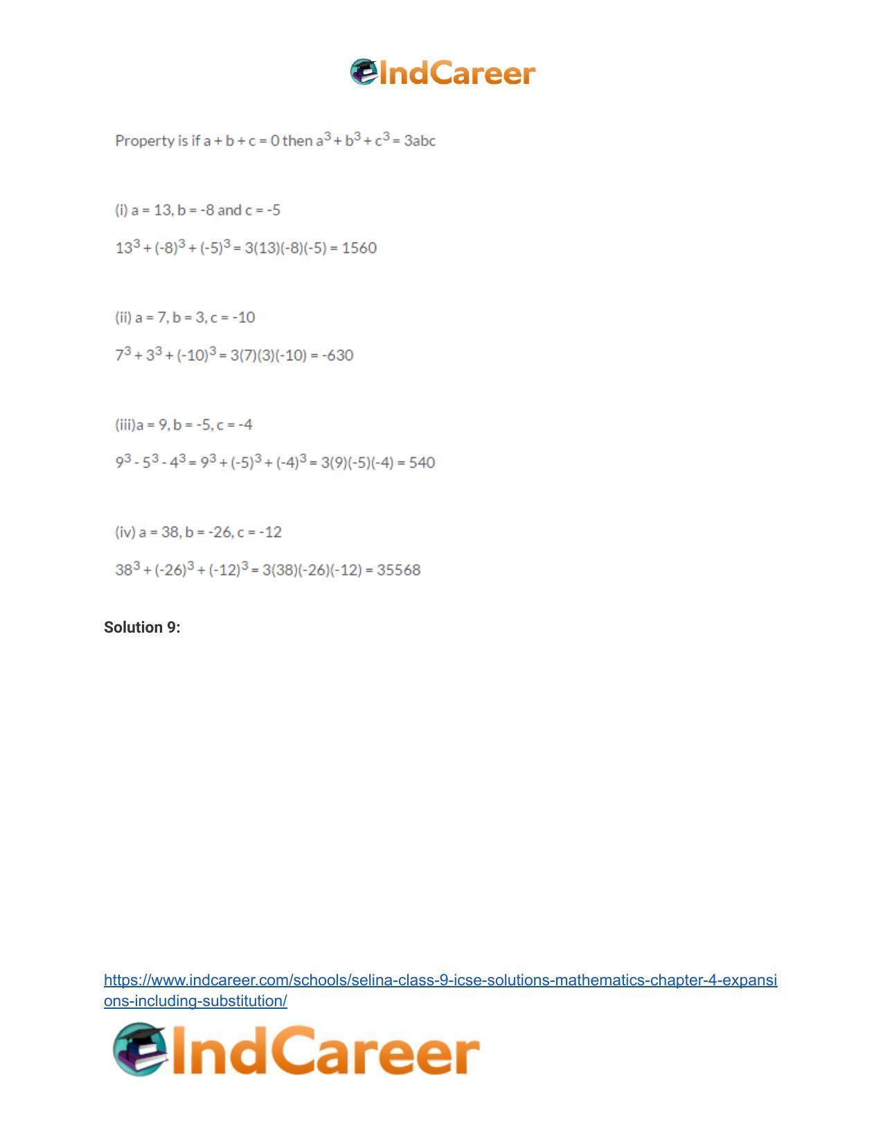 Selina Class 9 ICSE Solutions Mathematics : Chapter 4- Expansions (Including Substitution) - Page 30