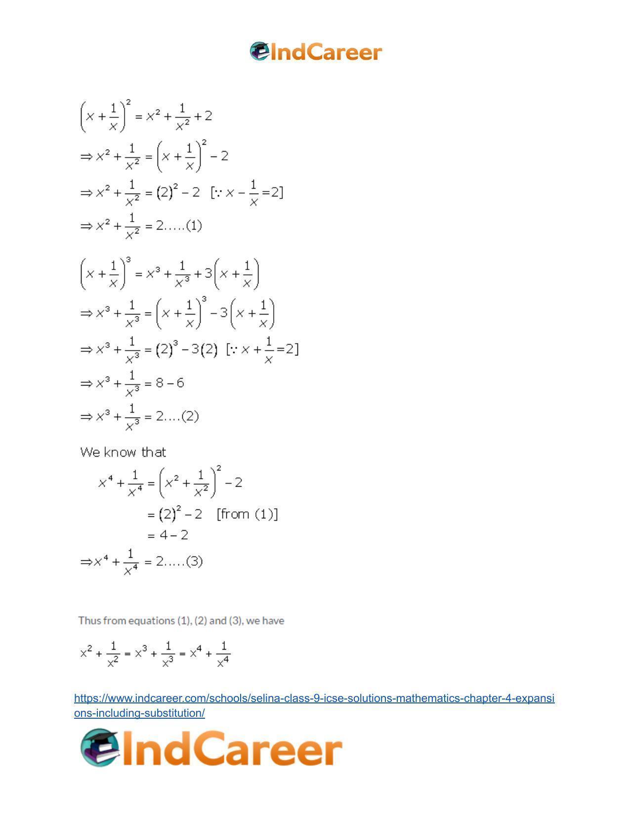 Selina Class 9 ICSE Solutions Mathematics : Chapter 4- Expansions (Including Substitution) - Page 34