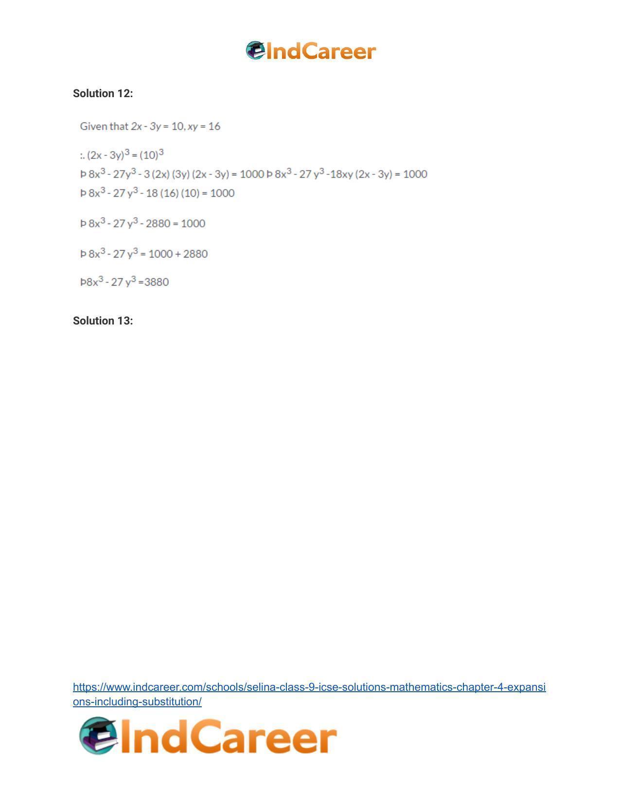 Selina Class 9 ICSE Solutions Mathematics : Chapter 4- Expansions (Including Substitution) - Page 35