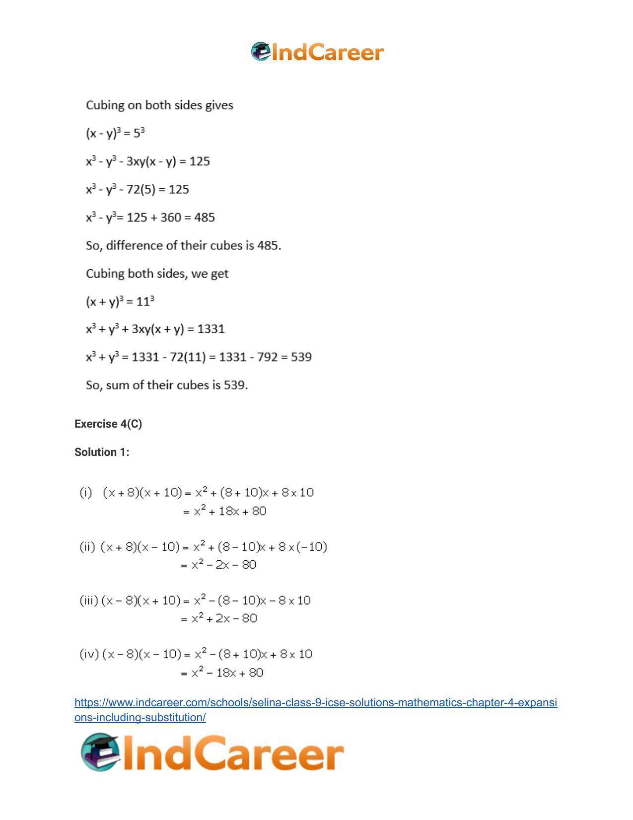 Selina Class 9 ICSE Solutions Mathematics : Chapter 4- Expansions (Including Substitution) - Page 38