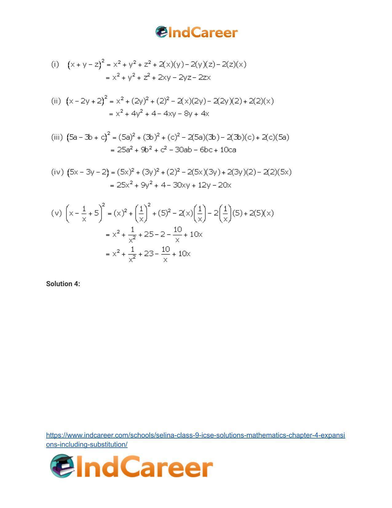 Selina Class 9 ICSE Solutions Mathematics : Chapter 4- Expansions (Including Substitution) - Page 40