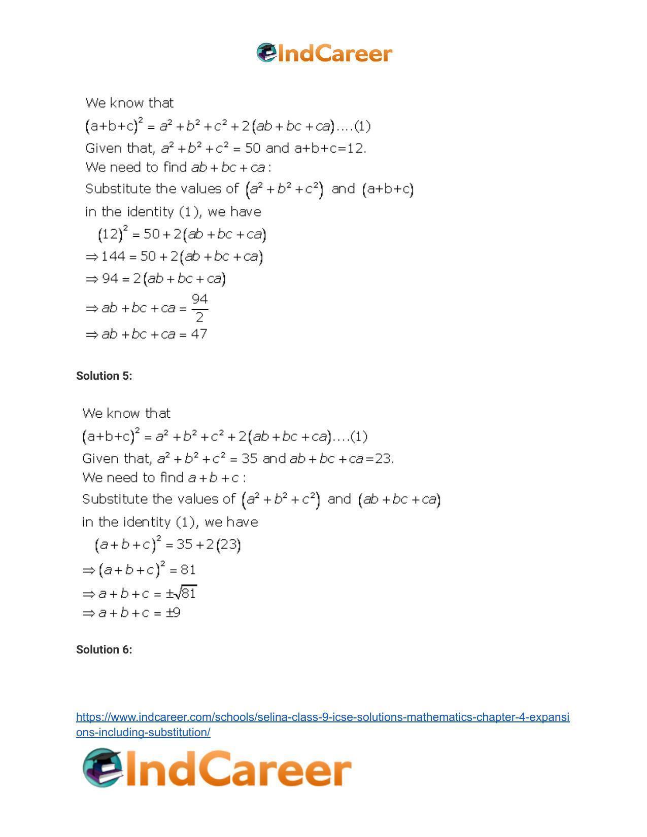 Selina Class 9 ICSE Solutions Mathematics : Chapter 4- Expansions (Including Substitution) - Page 41