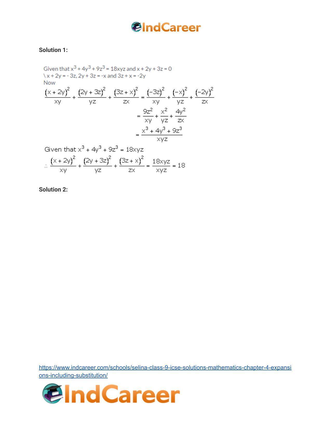 Selina Class 9 ICSE Solutions Mathematics : Chapter 4- Expansions (Including Substitution) - Page 43