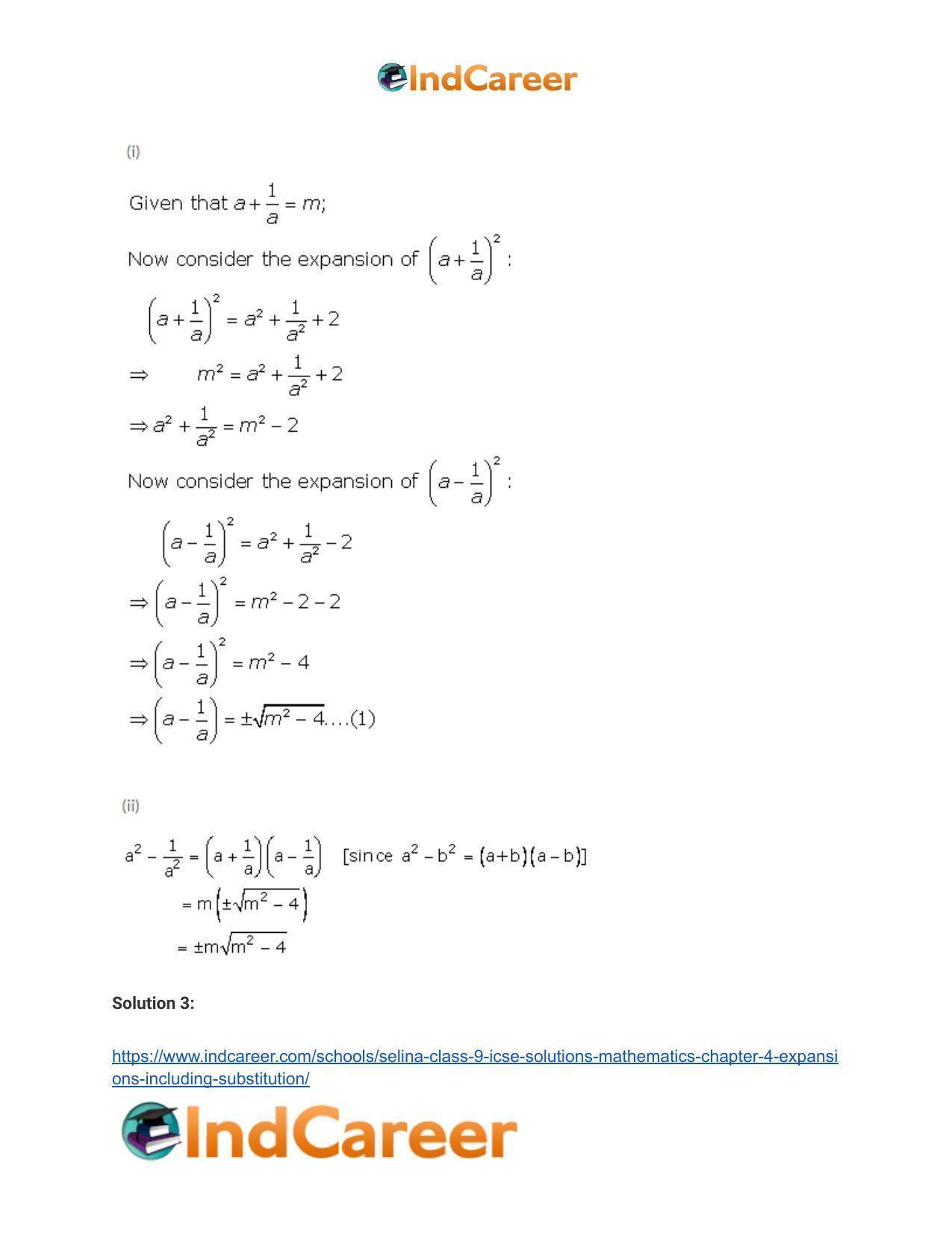 Selina Class 9 ICSE Solutions Mathematics : Chapter 4- Expansions (Including Substitution) - Page 44