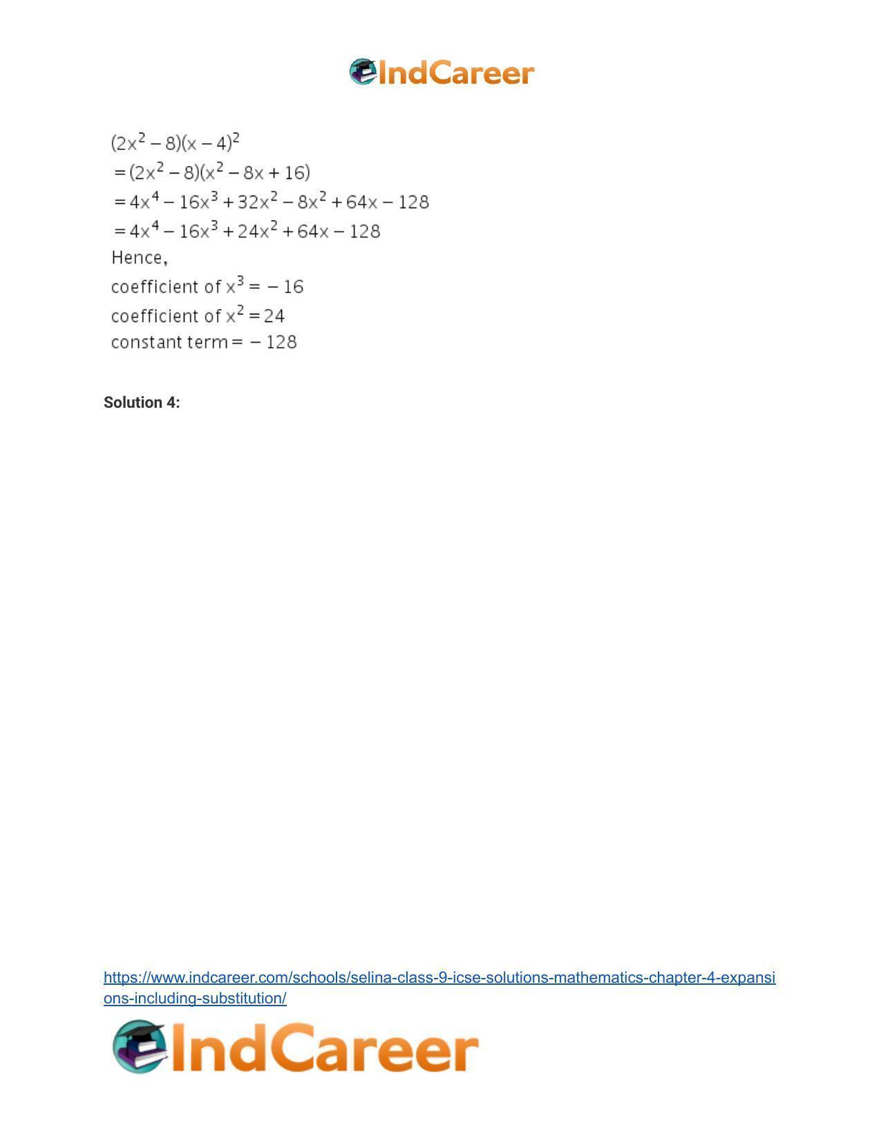 Selina Class 9 ICSE Solutions Mathematics : Chapter 4- Expansions (Including Substitution) - Page 45