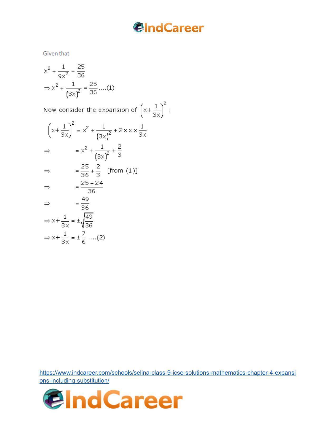 Selina Class 9 ICSE Solutions Mathematics : Chapter 4- Expansions (Including Substitution) - Page 46