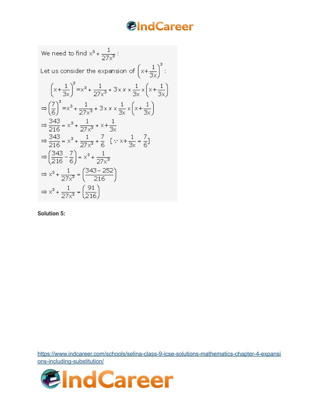 Selina Class 9 ICSE Solutions Mathematics : Chapter 4- Expansions (Including Substitution) - Page 47