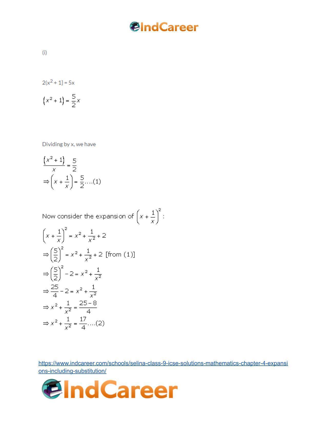 Selina Class 9 ICSE Solutions Mathematics : Chapter 4- Expansions (Including Substitution) - Page 48