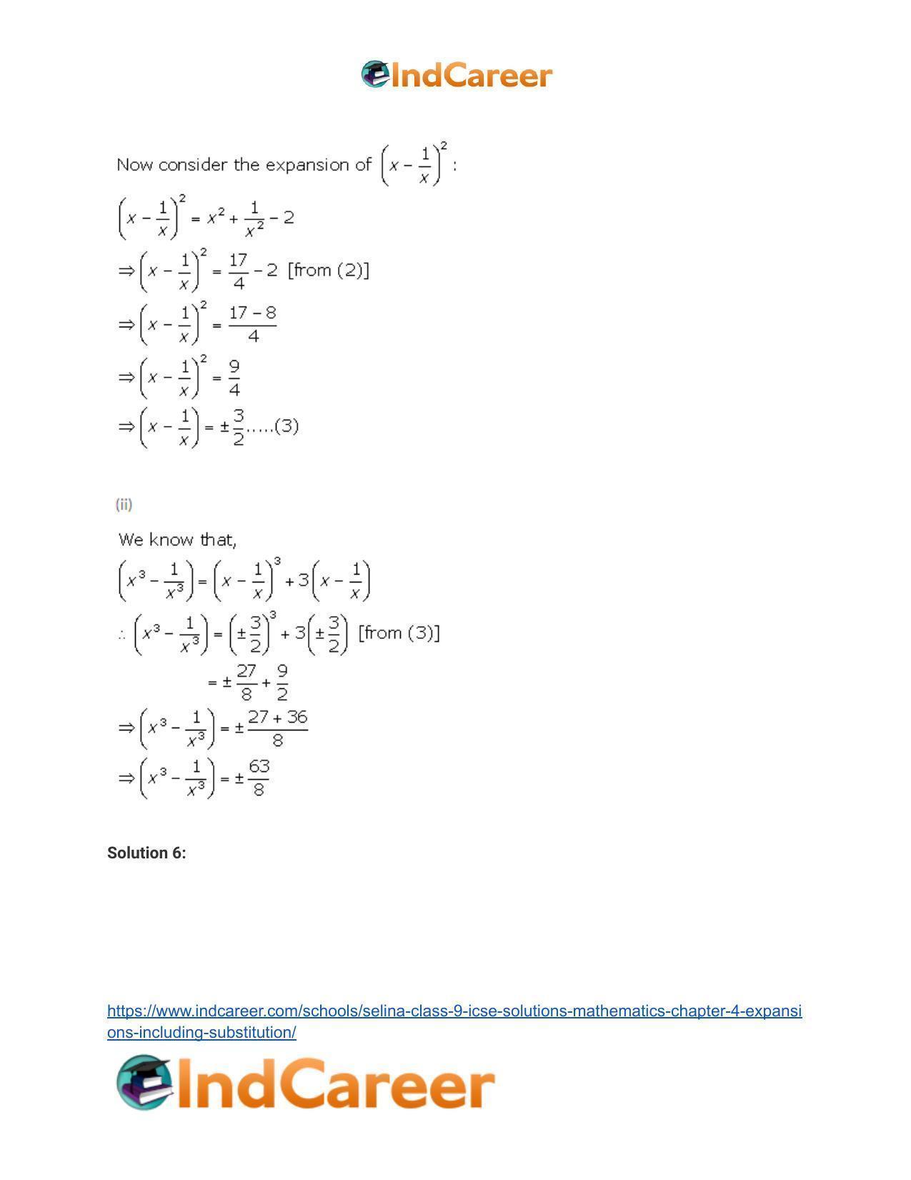 Selina Class 9 ICSE Solutions Mathematics : Chapter 4- Expansions (Including Substitution) - Page 49
