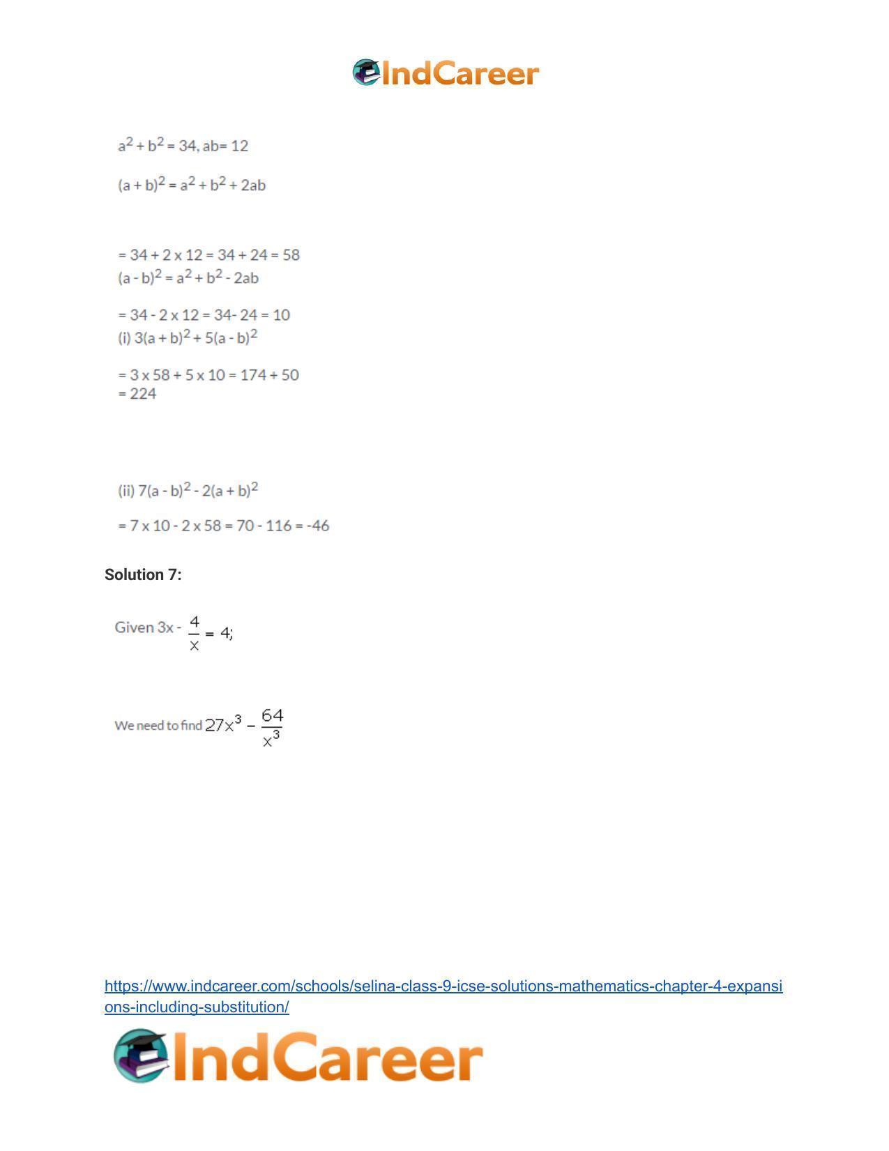 Selina Class 9 ICSE Solutions Mathematics : Chapter 4- Expansions (Including Substitution) - Page 50