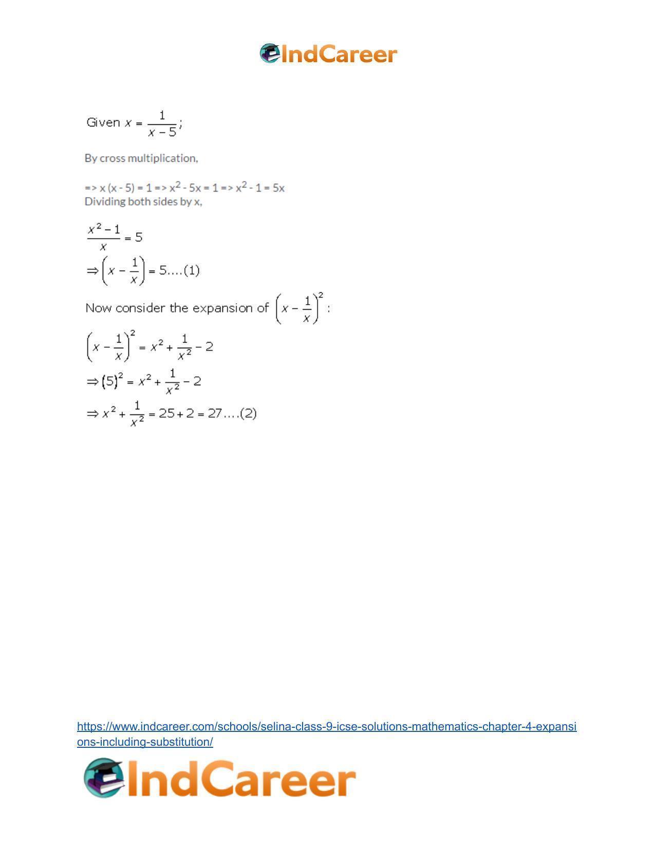 Selina Class 9 ICSE Solutions Mathematics : Chapter 4- Expansions (Including Substitution) - Page 53