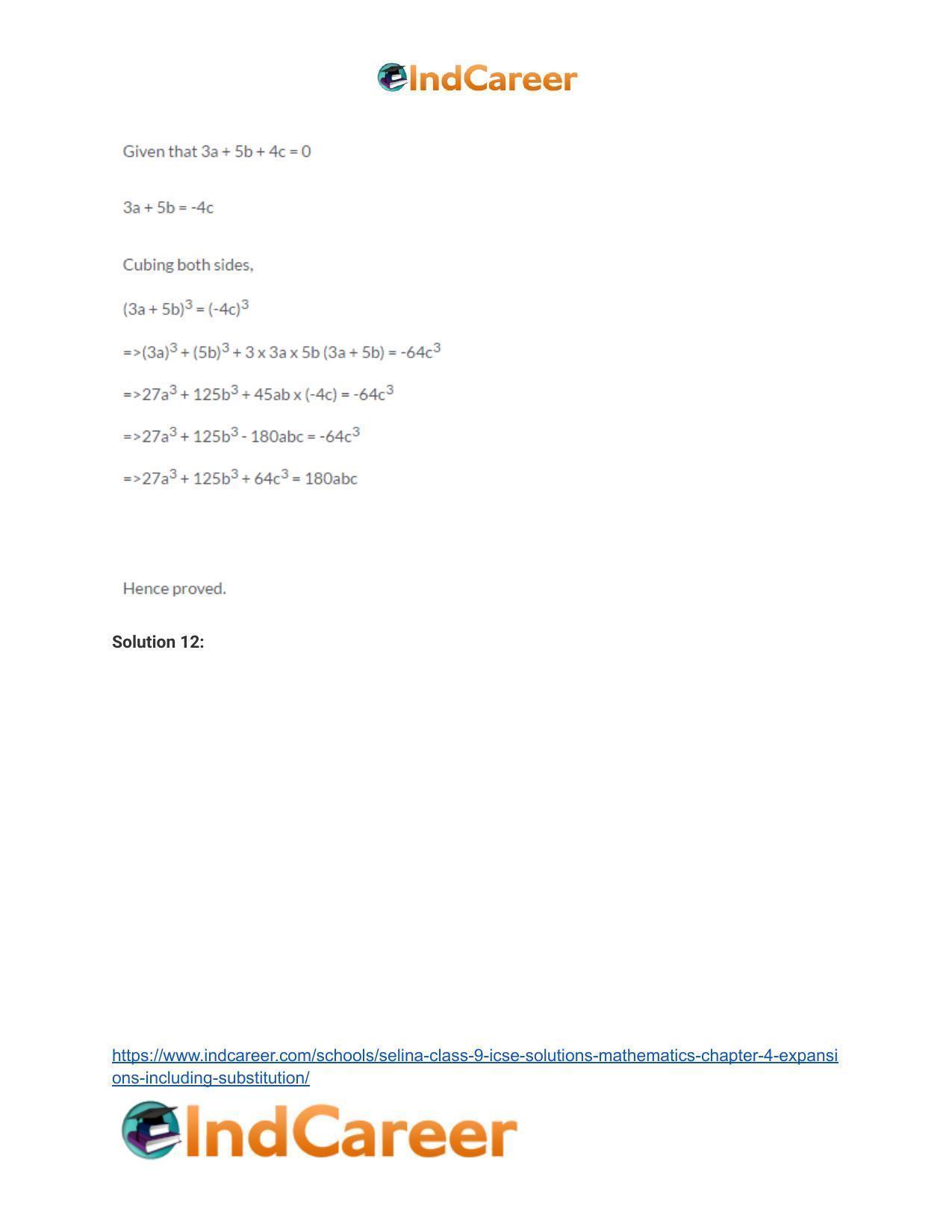 Selina Class 9 ICSE Solutions Mathematics : Chapter 4- Expansions (Including Substitution) - Page 56