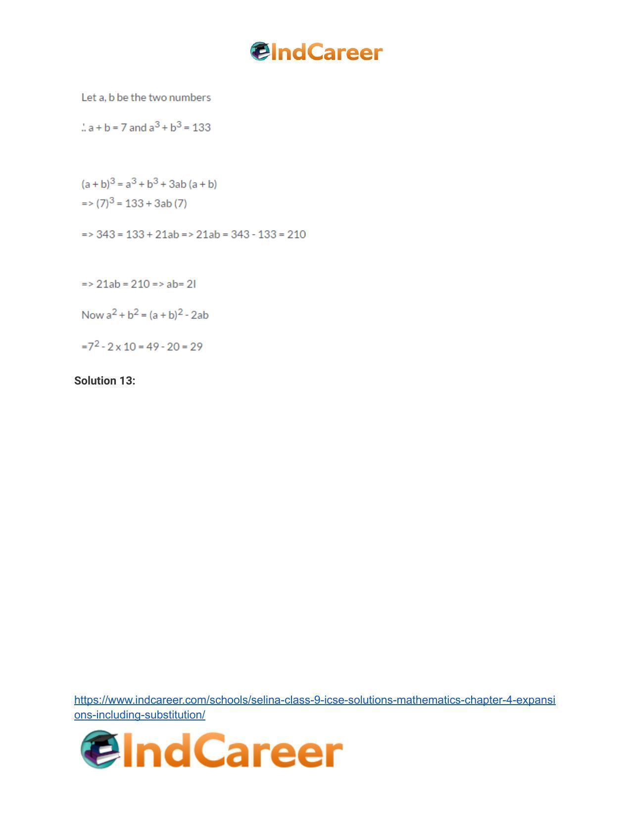 Selina Class 9 ICSE Solutions Mathematics : Chapter 4- Expansions (Including Substitution) - Page 57