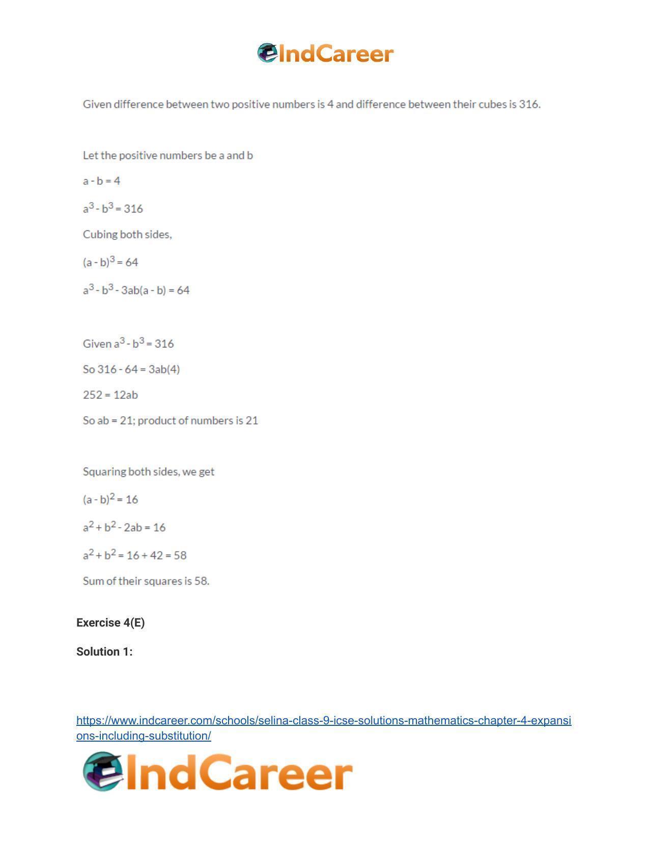 Selina Class 9 ICSE Solutions Mathematics : Chapter 4- Expansions (Including Substitution) - Page 60