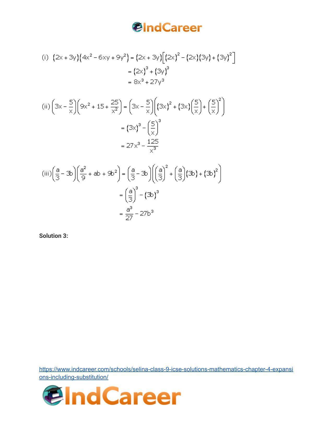 Selina Class 9 ICSE Solutions Mathematics : Chapter 4- Expansions (Including Substitution) - Page 62