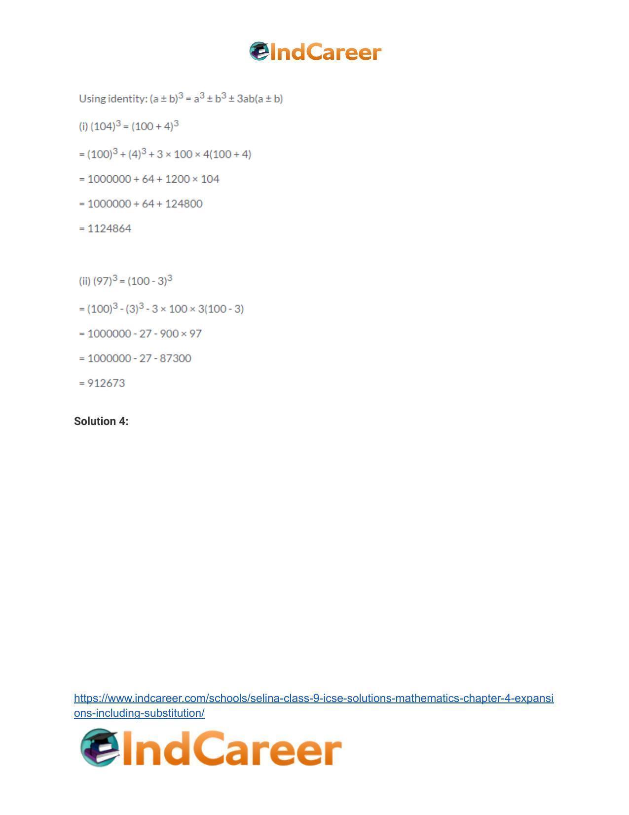 Selina Class 9 ICSE Solutions Mathematics : Chapter 4- Expansions (Including Substitution) - Page 63