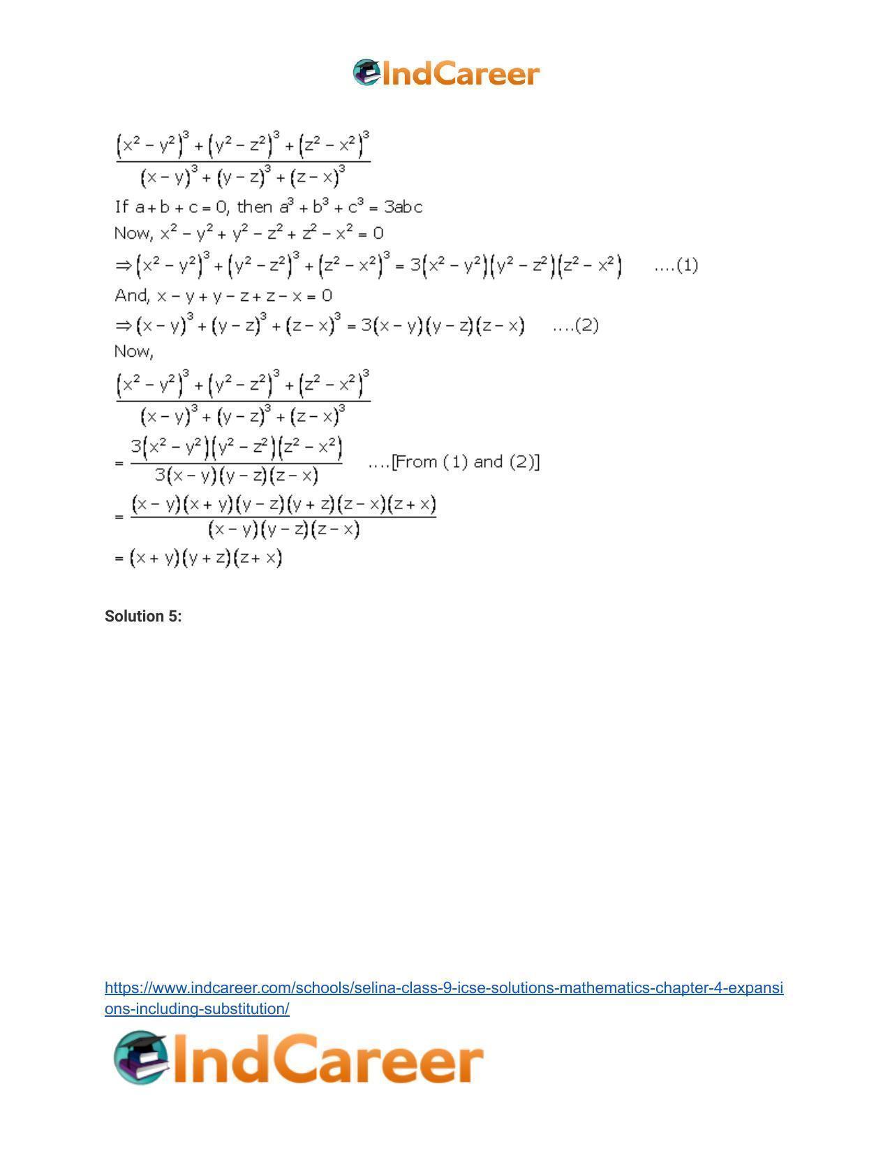 Selina Class 9 ICSE Solutions Mathematics : Chapter 4- Expansions (Including Substitution) - Page 64