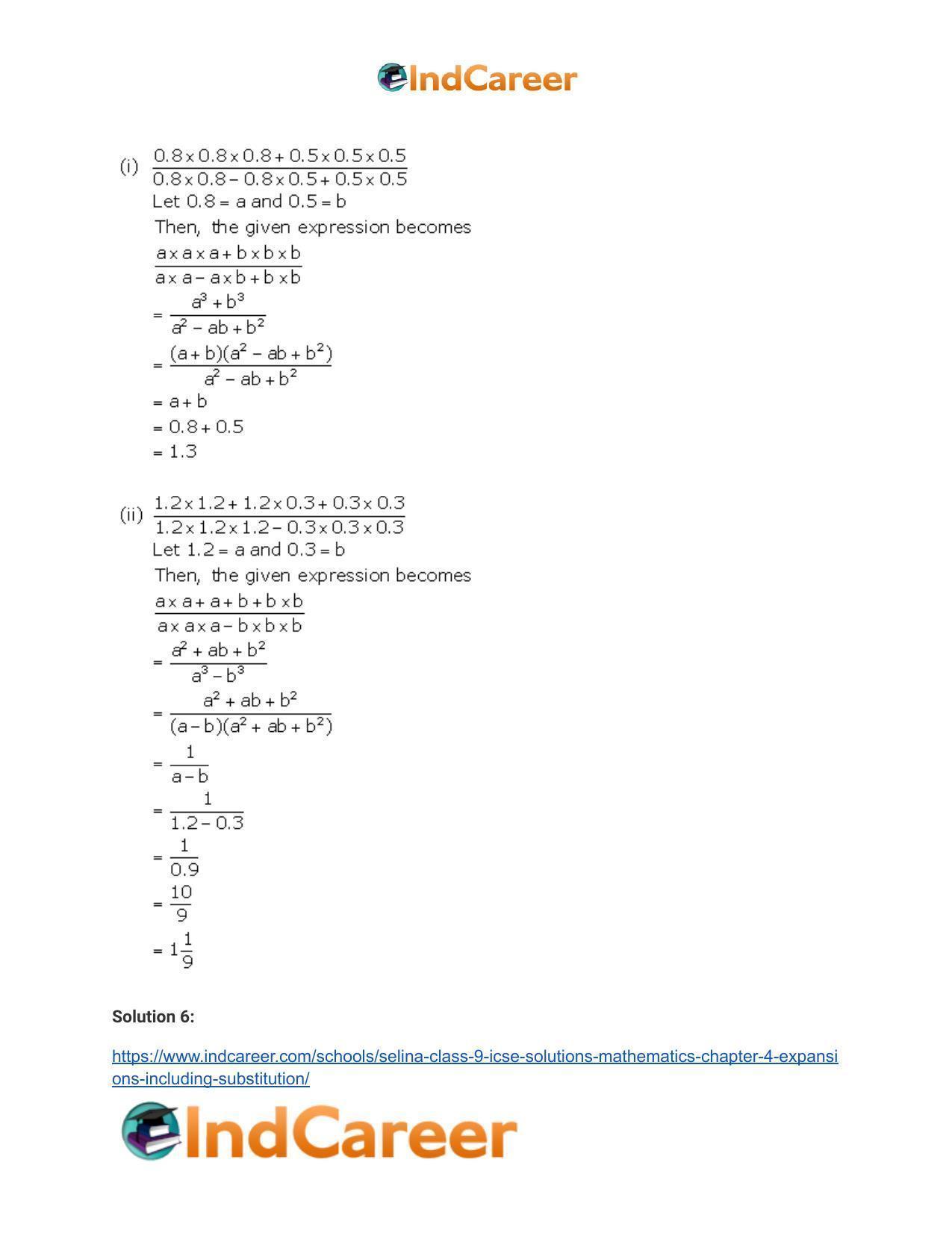 Selina Class 9 ICSE Solutions Mathematics : Chapter 4- Expansions (Including Substitution) - Page 65
