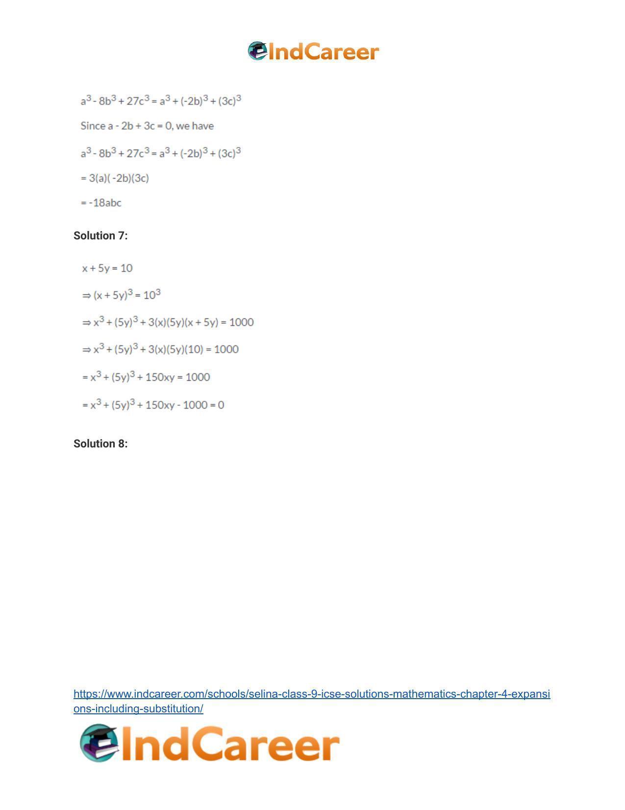 Selina Class 9 ICSE Solutions Mathematics : Chapter 4- Expansions (Including Substitution) - Page 66