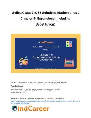 Selina Class 9 ICSE Solutions Mathematics : Chapter 4- Expansions (Including Substitution)