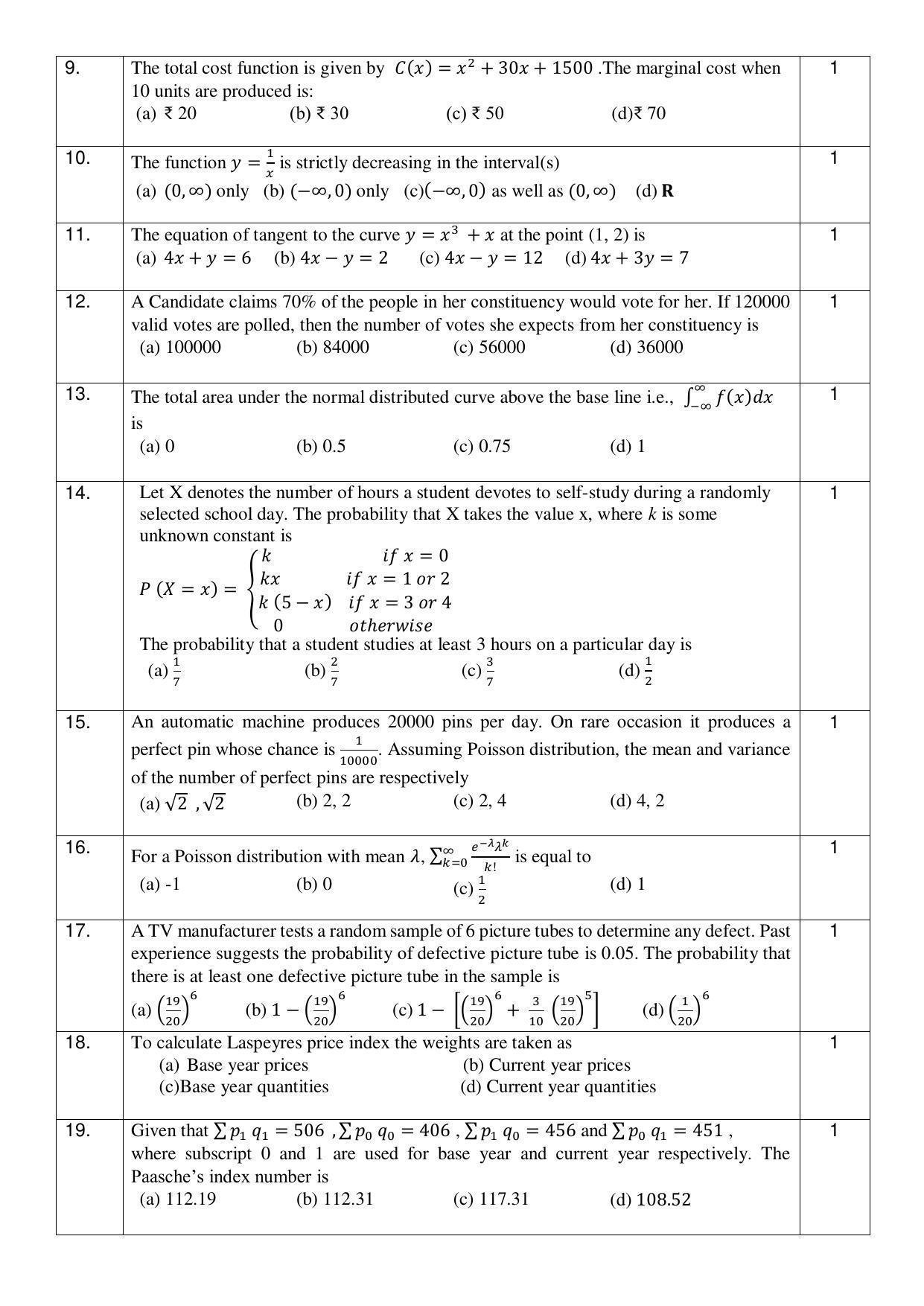 CBSE Class 12th Applied Mathematics Sample Question Paper 2021-22 - Page 2