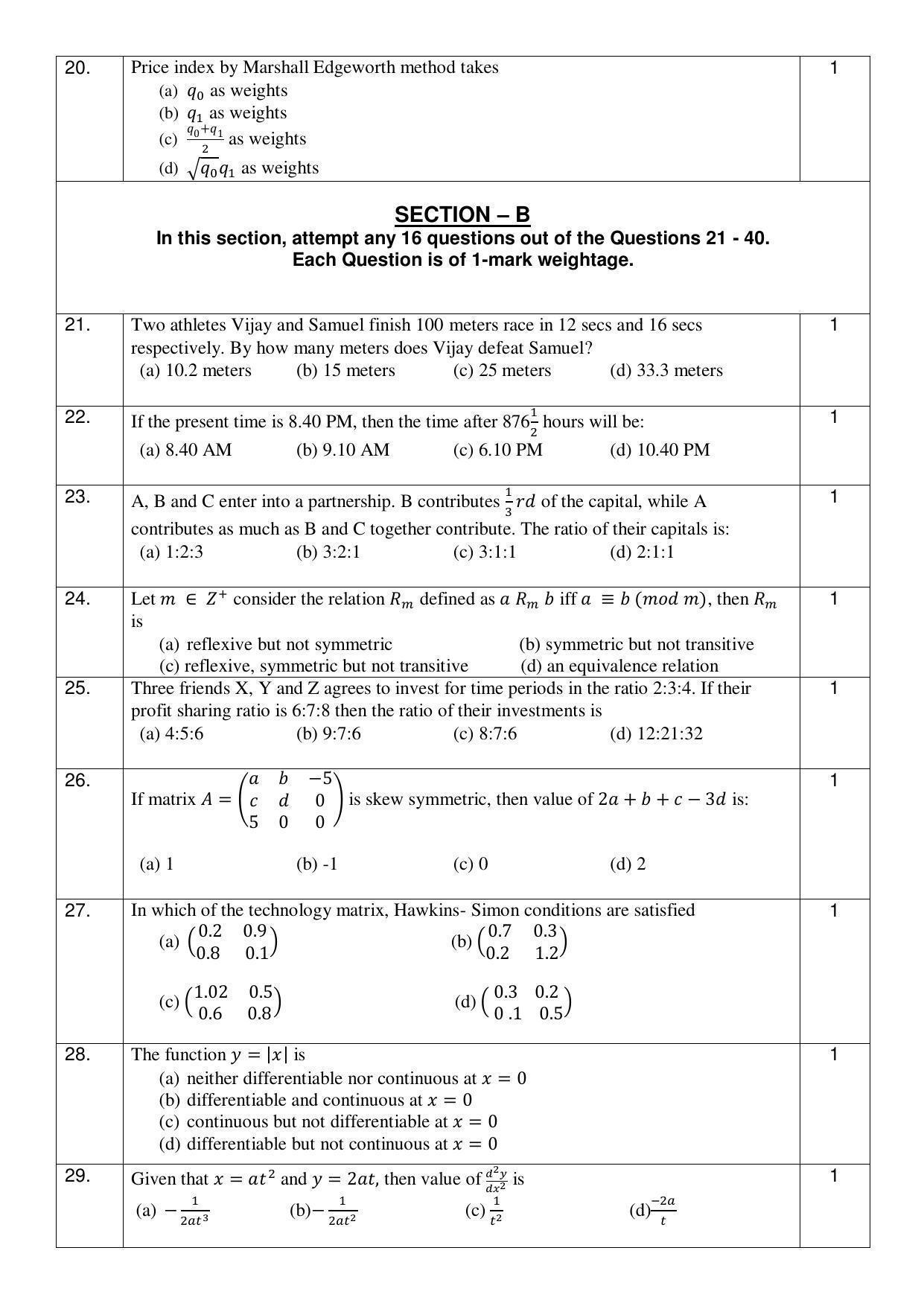 CBSE Class 12th Applied Mathematics Sample Question Paper 2021-22 - Page 3