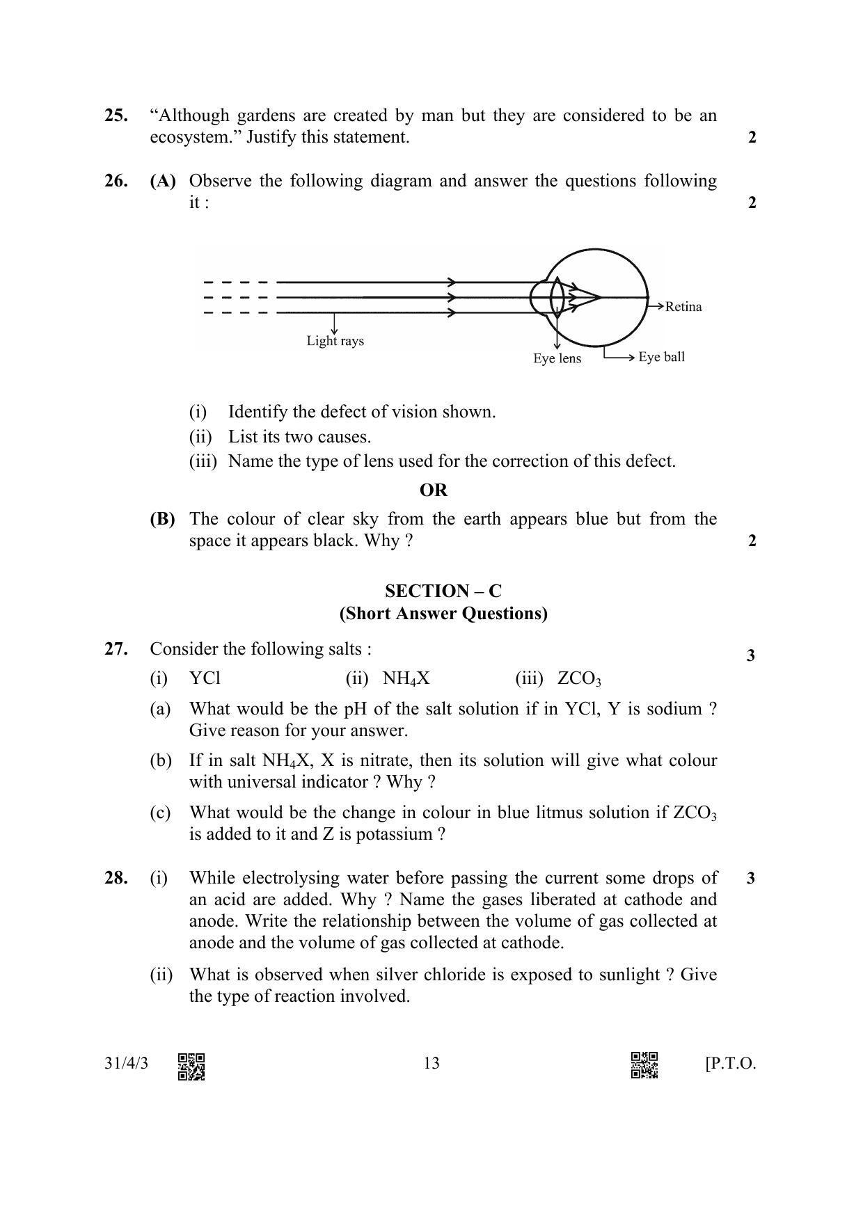 CBSE Class 10 31-4-3 Science 2023 Question Paper - Page 13