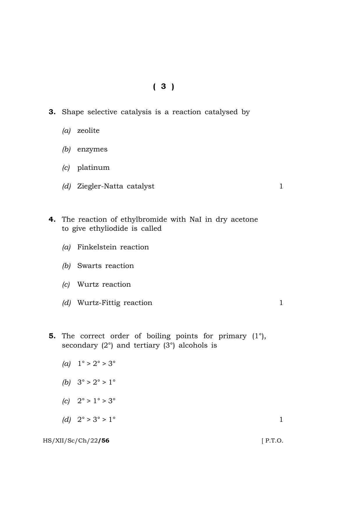Meghalaya Board (MBOSE) Class 12 CHEMISTRY (XH_XII_Sc_Ch_22) 2022 Question Paper - Page 3