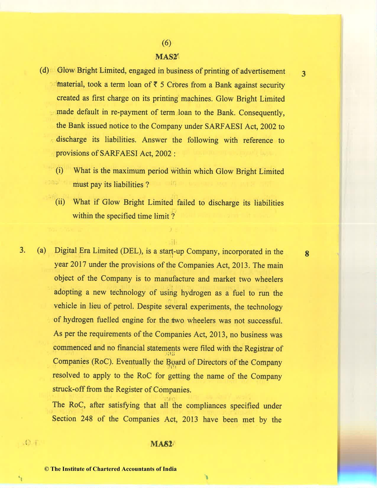CA Final Nov 2020 Question Paper - Paper 4 – Corporate & Economic Laws - Page 6