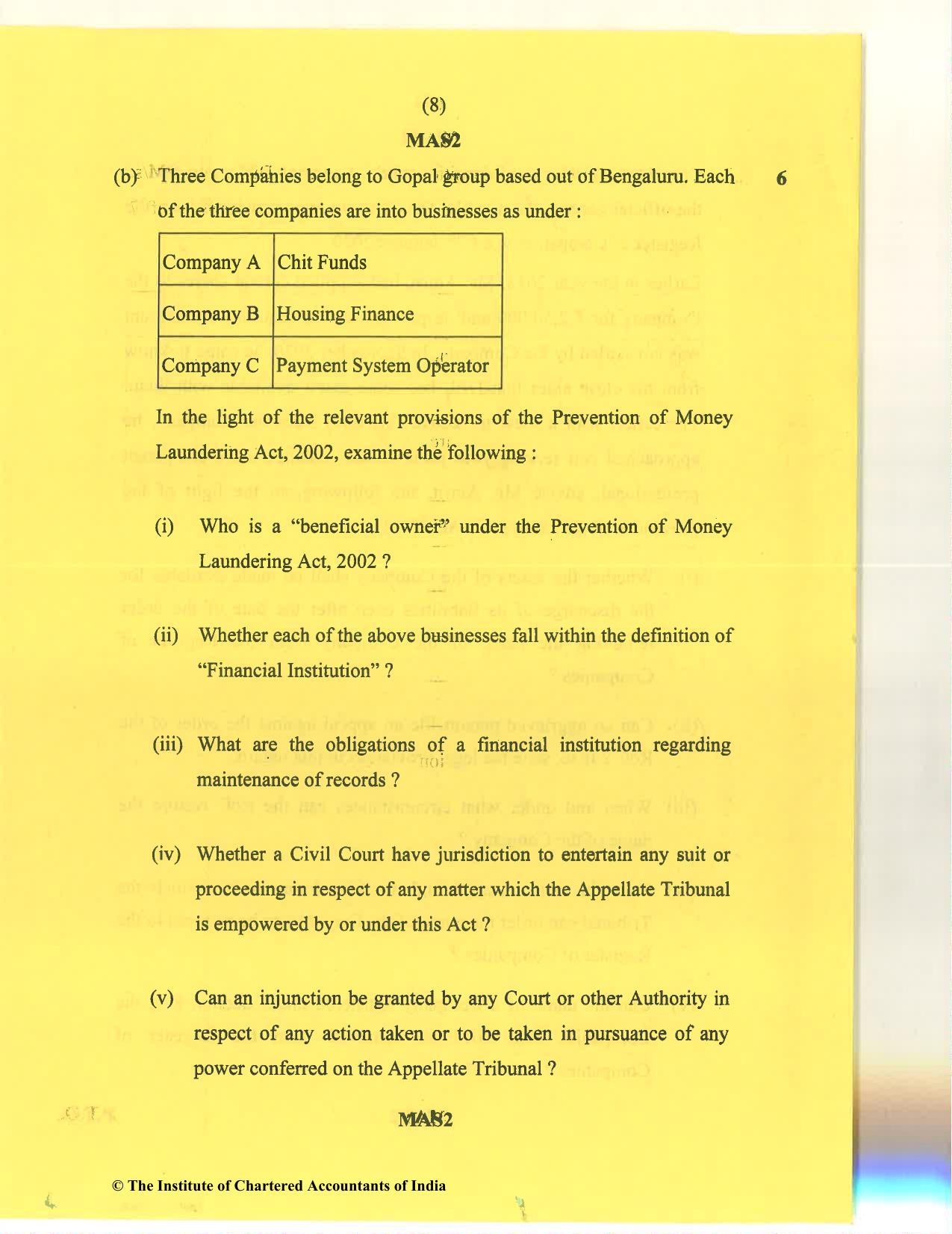 CA Final Nov 2020 Question Paper - Paper 4 – Corporate & Economic Laws - Page 8