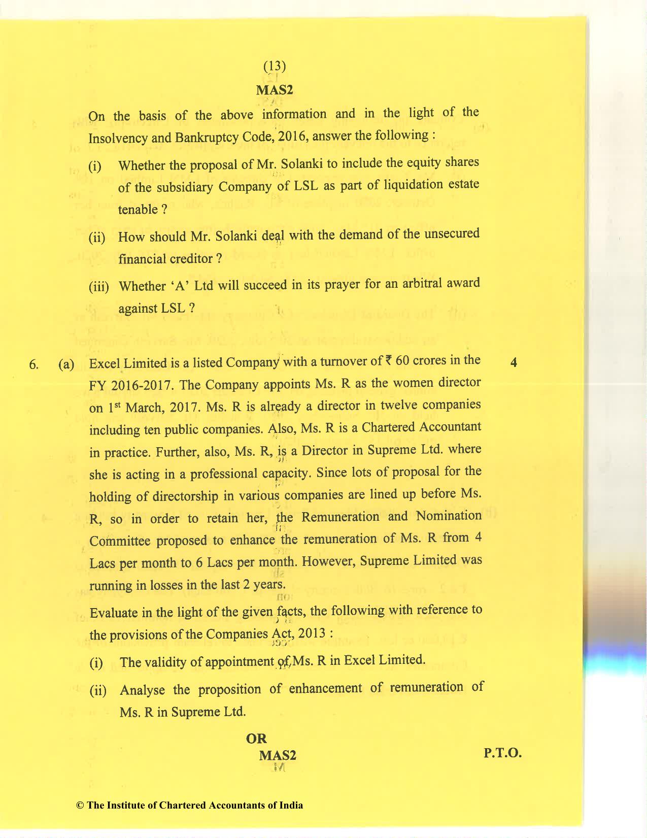 CA Final Nov 2020 Question Paper - Paper 4 – Corporate & Economic Laws - Page 13